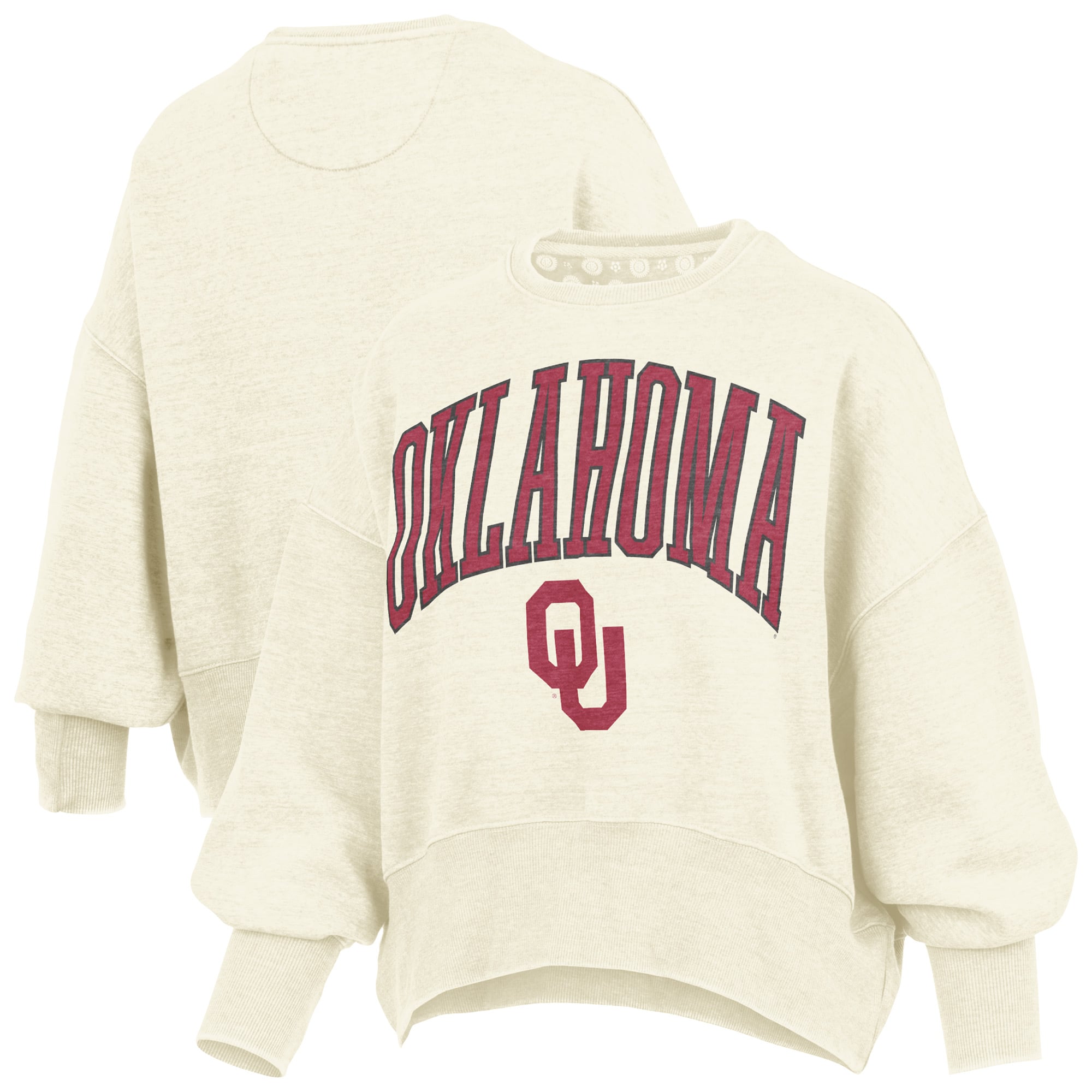 Sweat-shirt ras du cou surdimensionné pour femme, coupe naturelle, des Oklahoma Sooners, imprimé Pressbox