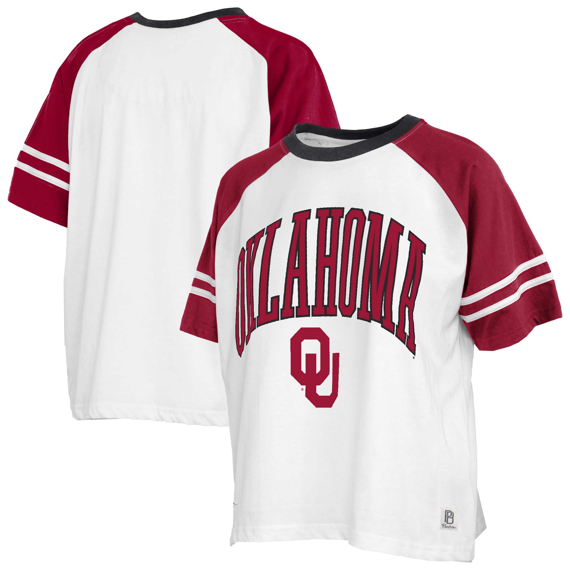T-shirt Pressbox blanc pour femmes Oklahoma Sooners Sky Colorblock