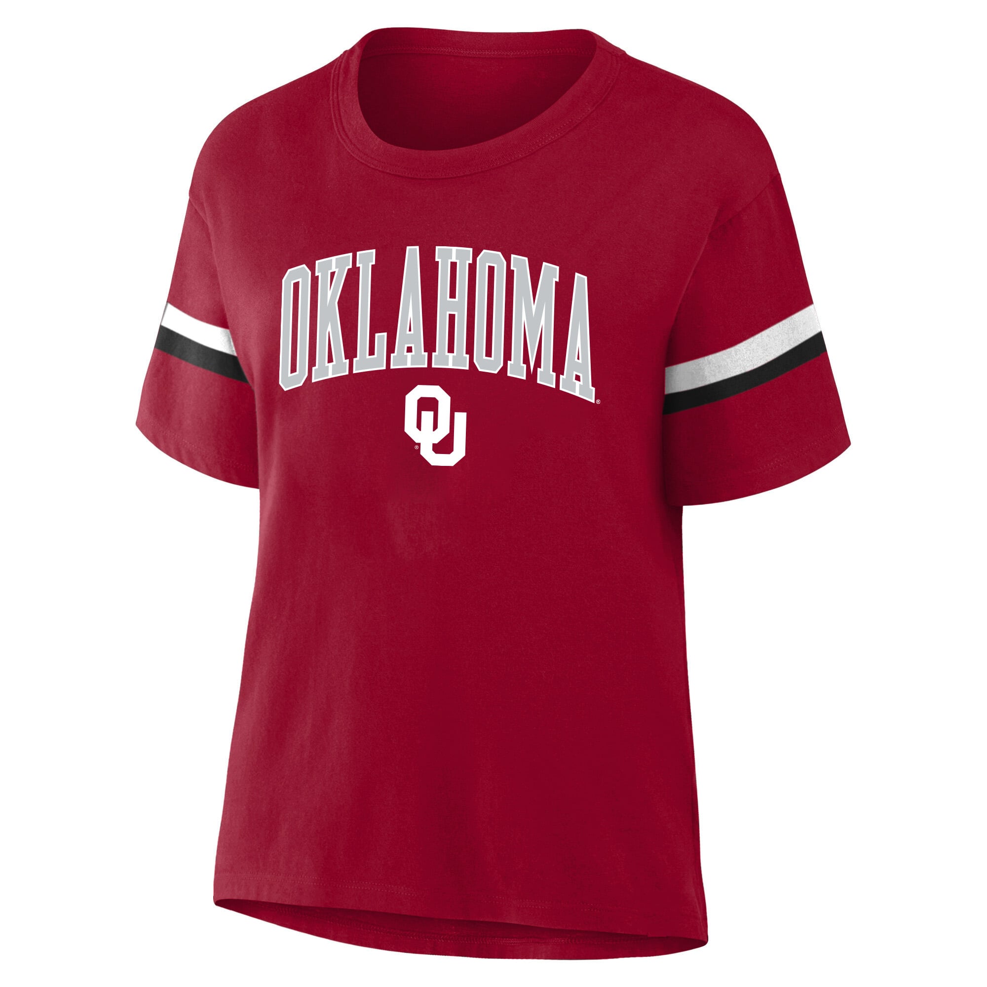 Women's Profile  Crimson Oklahoma Sooners Stripe Plus T-Shirt