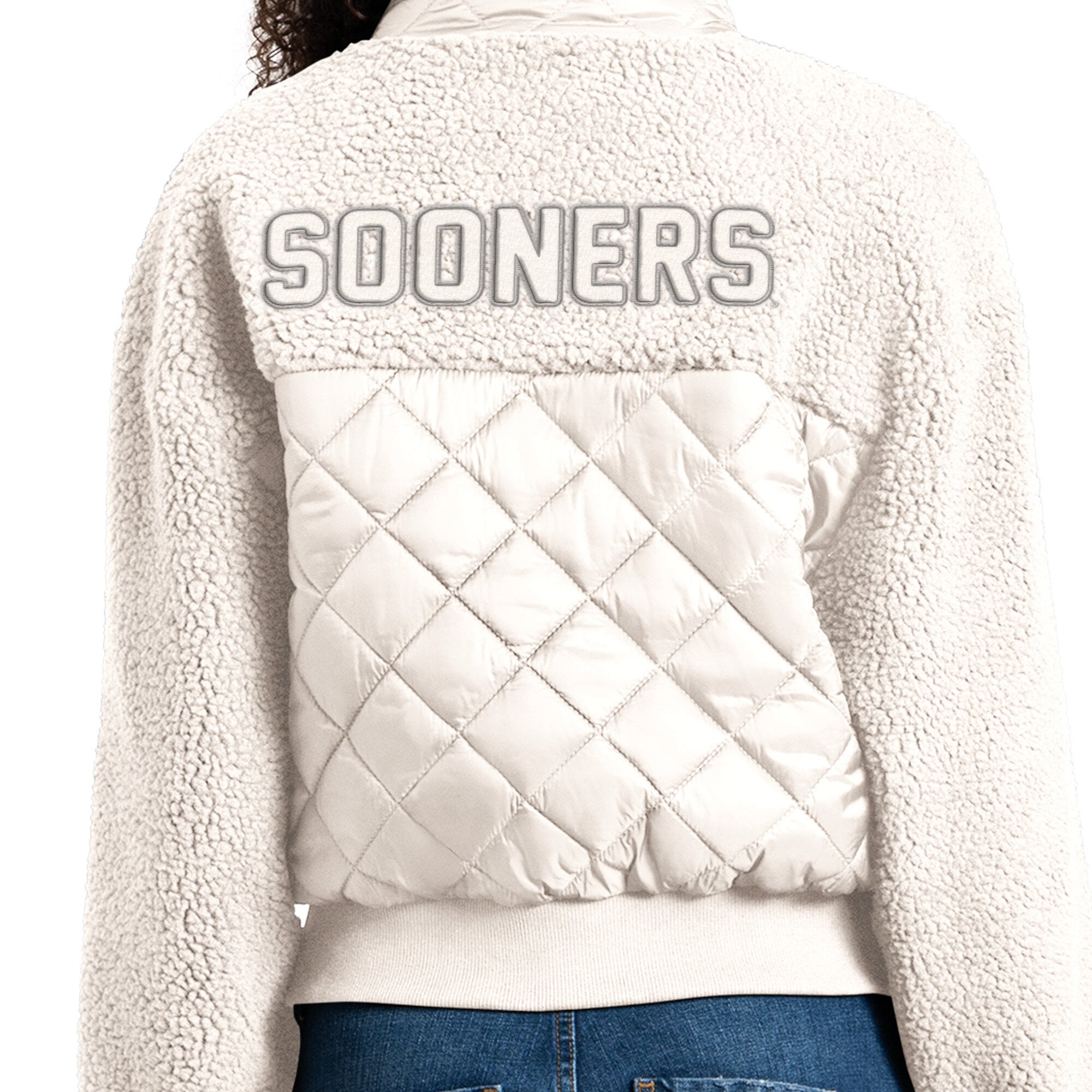 Veste zippée intégrale Starter blanche Oklahoma Sooners Journeyman Sherpa pour femme