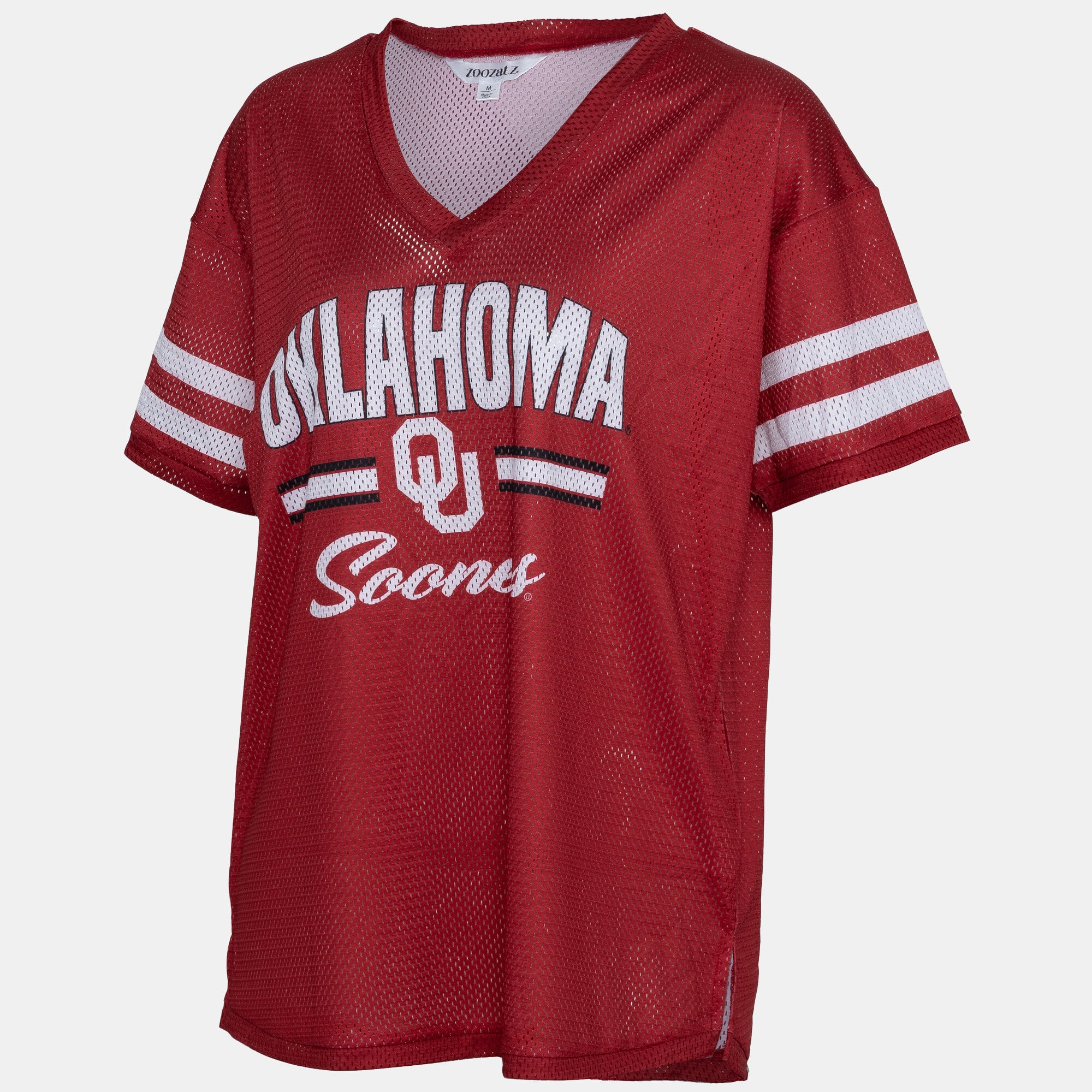 T-shirt de coup d'envoi ZooZatz Crimson Oklahoma Sooners en maille pour femmes