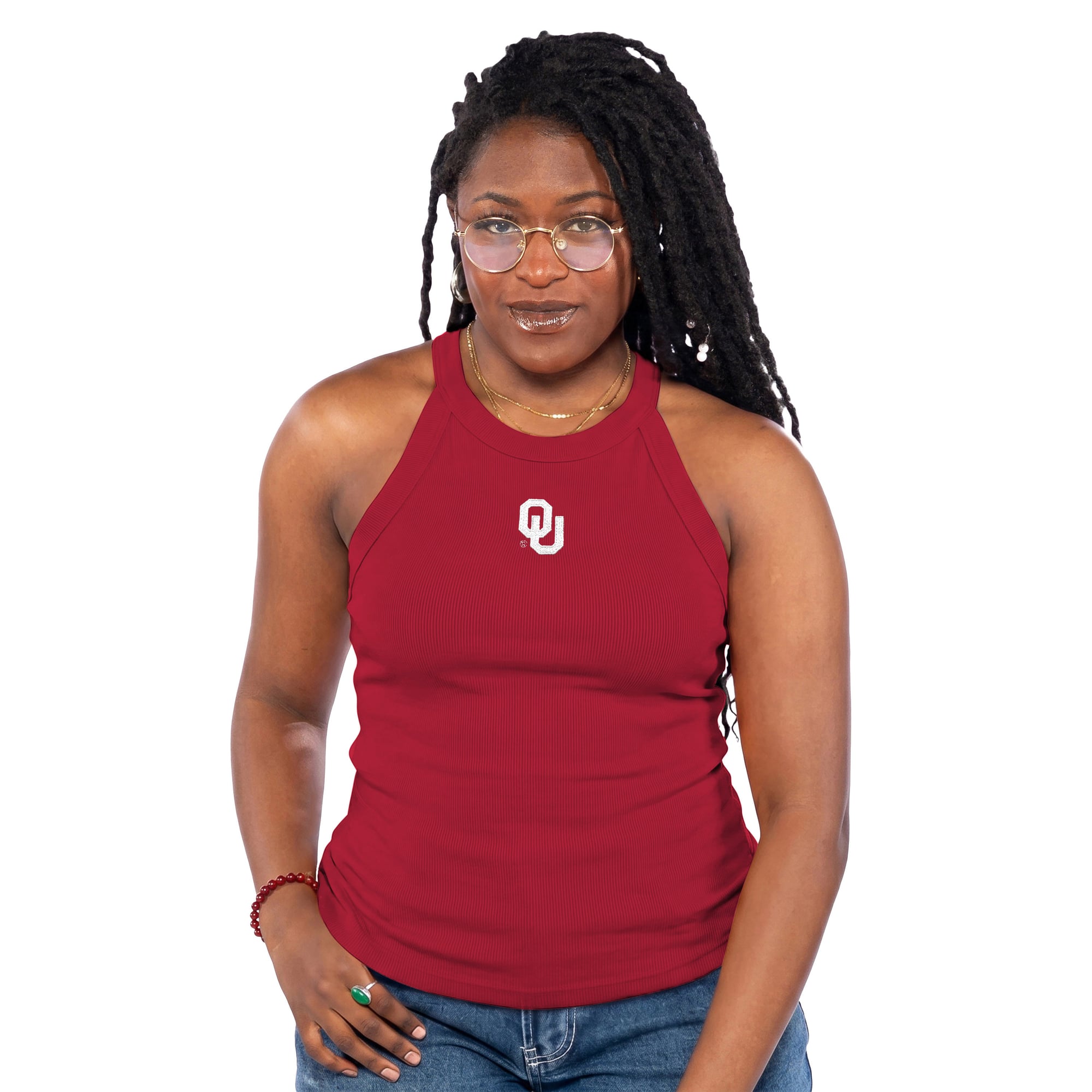 Women's ZooZatz  Crimson Oklahoma Sooners Tri-Blend Racerback Ribbed Tank Top