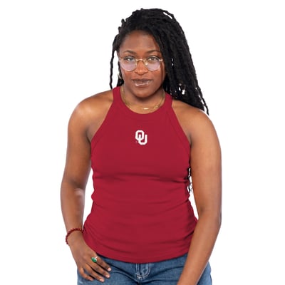 Oklahoma Sooners ZooZatz Women's Tri-Blend Racerback Ribbed Tank Top - Crimson