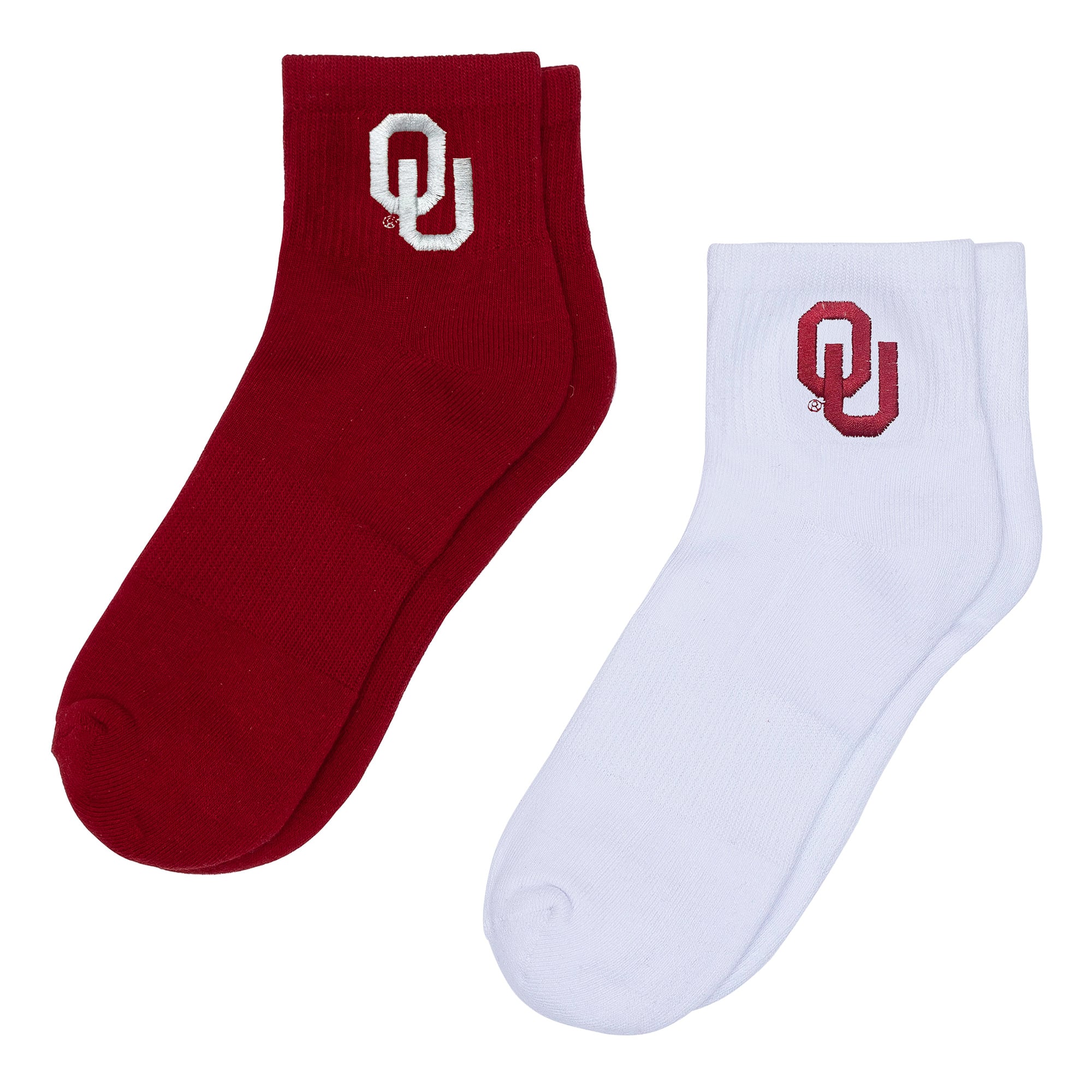 Chaussettes courtes ZooZatz blanches et cramoisies pour femmes, lot de deux, Oklahoma Sooners