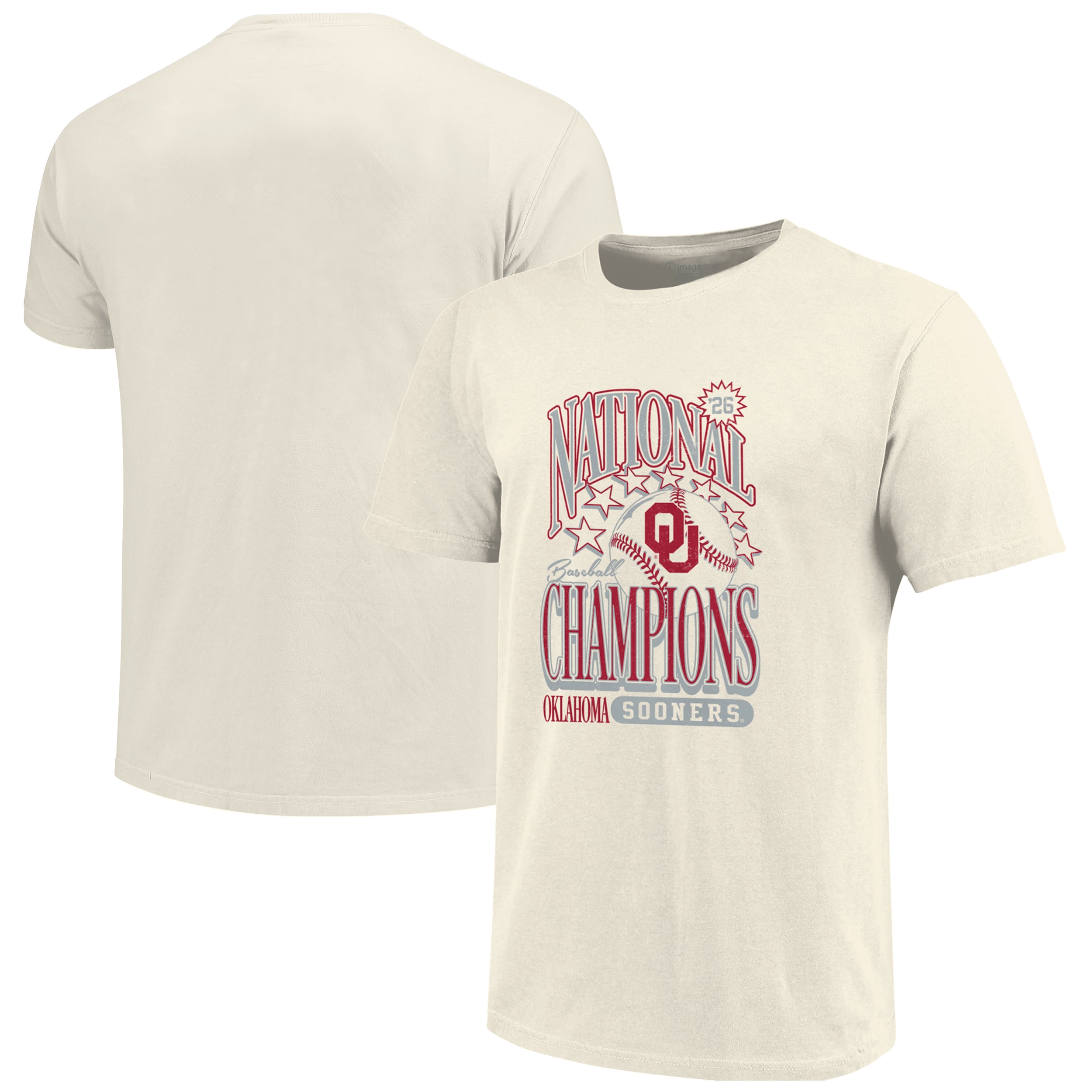 Youth Image One  Cream Oklahoma Sooners 2026 NCAA Baseball Men's College World Series Champions Stars T-Shirt