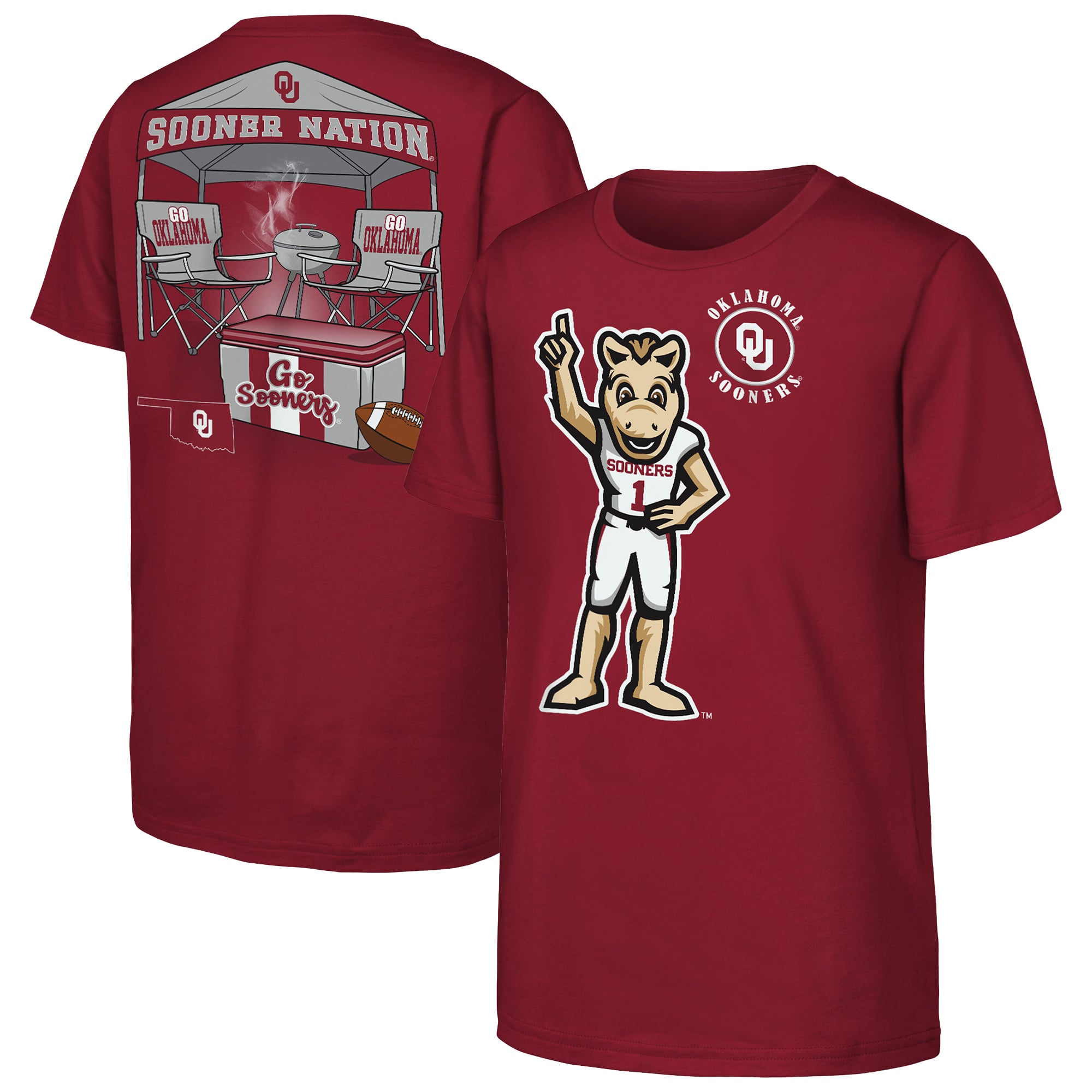 T-shirt Outerstuff Youth Crimson Oklahoma Sooners Tailgater Hometown