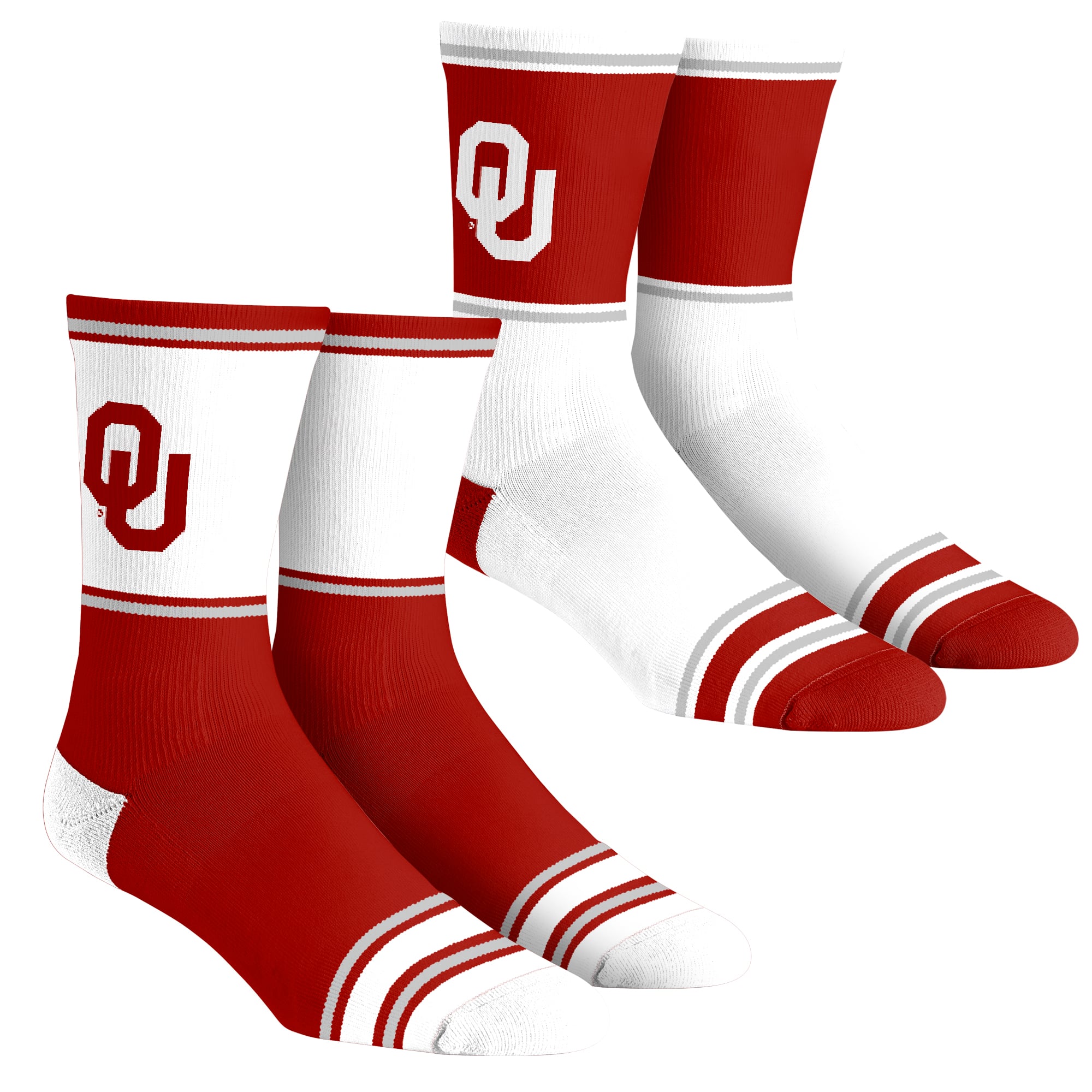 Youth Rock Em  Oklahoma Sooners 2-Pack Color Block Crew Socks Set