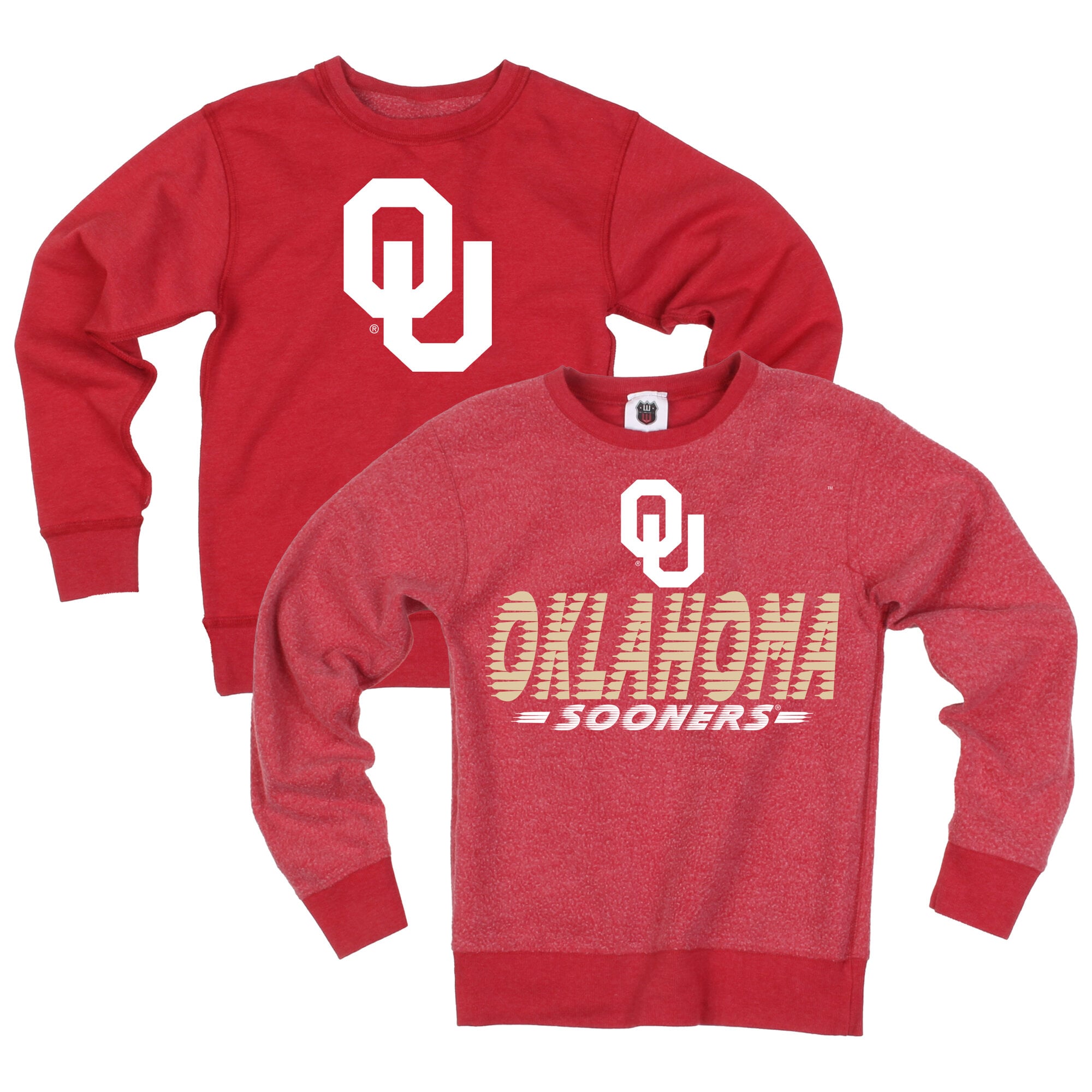 Youth Wes & Willy Crimson Oklahoma Sooners Reversible Sweatshirt