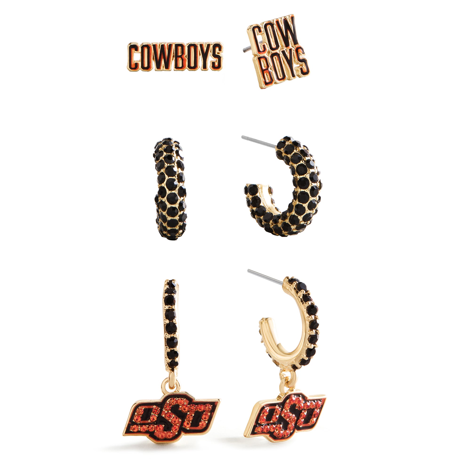 Ensemble de boucles d'oreilles 3 pièces BaubleBar Oklahoma State Cowboys