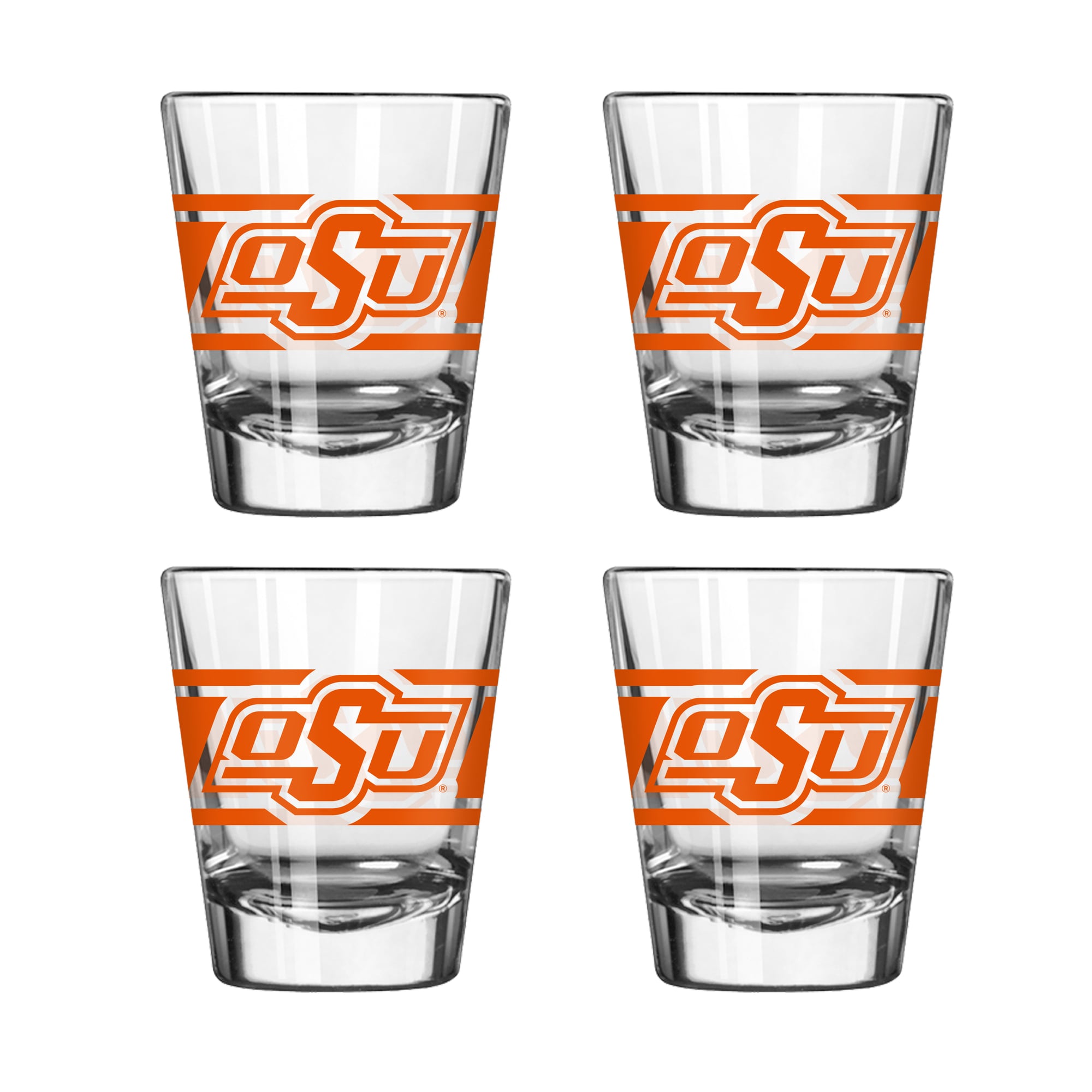 Ensemble de quatre verres à shot rayés Logo Brands Oklahoma State Cowboys