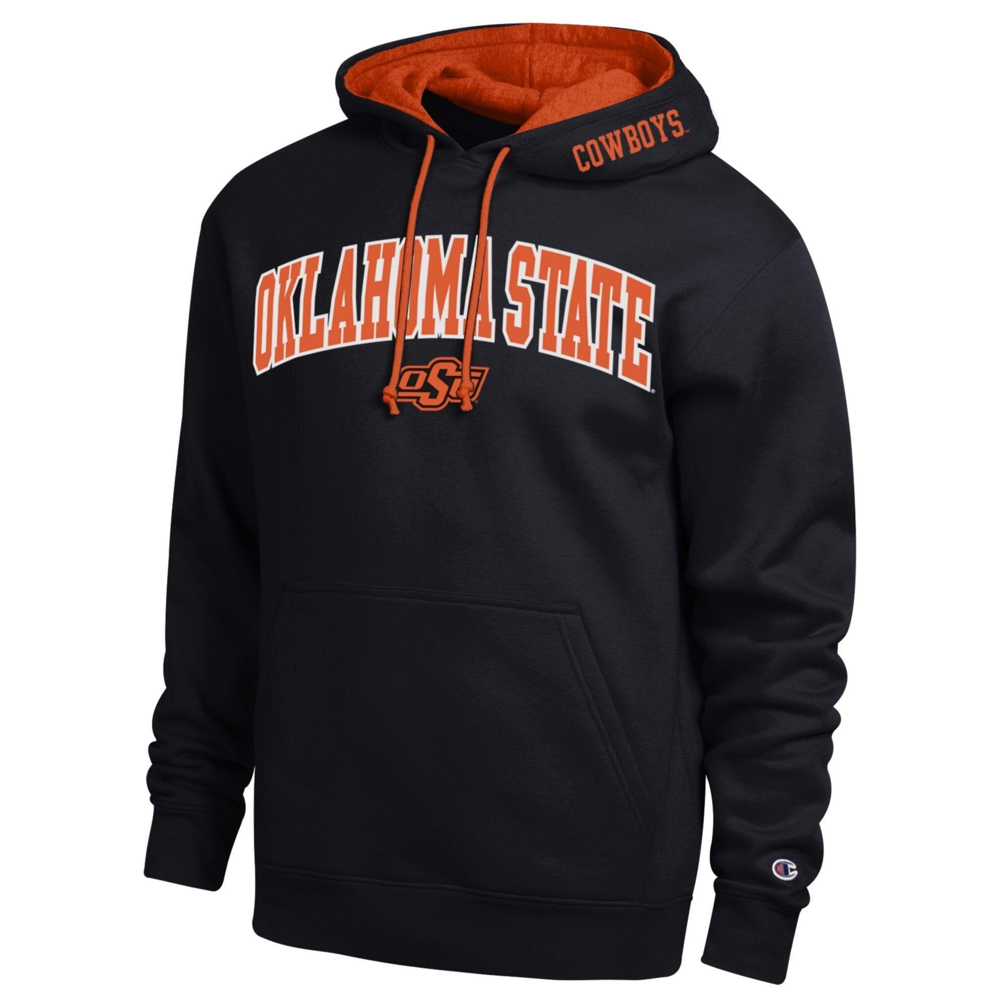 Sweat à capuche en sergé noir Champion Oklahoma State Cowboys Arch Tackle pour homme