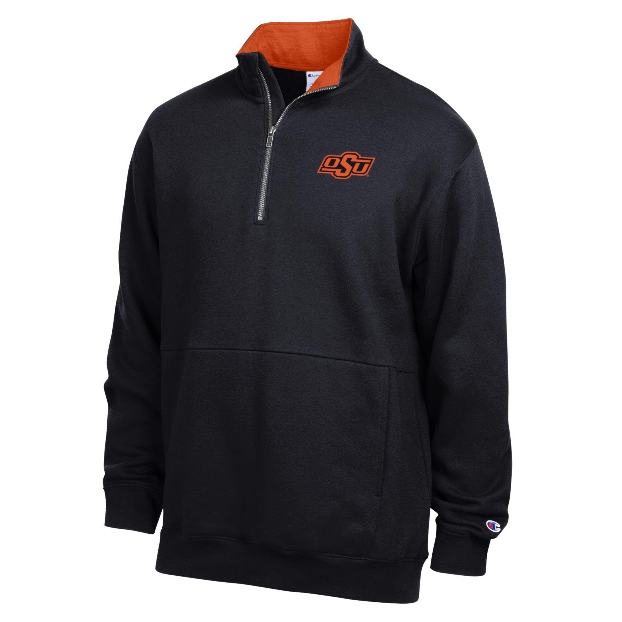 Men's Champion Black Oklahoma State Cowboys Fleece Quarter-Zip Pullover