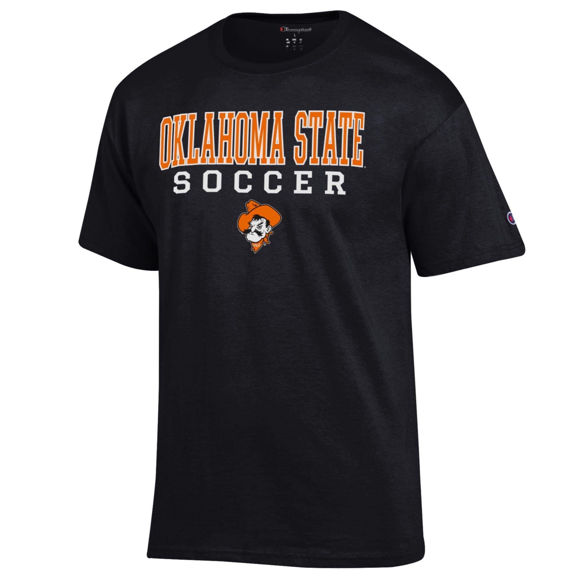 Men's Champion Black Oklahoma State Cowboys Soccer Stack Logo T-Shirt