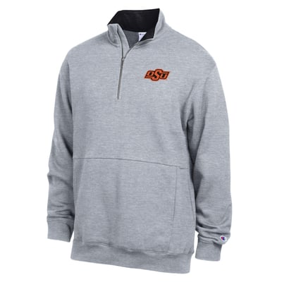  Oklahoma State Cowboys Champion Fleece Quarter-Zip Pullover - Heather Gray