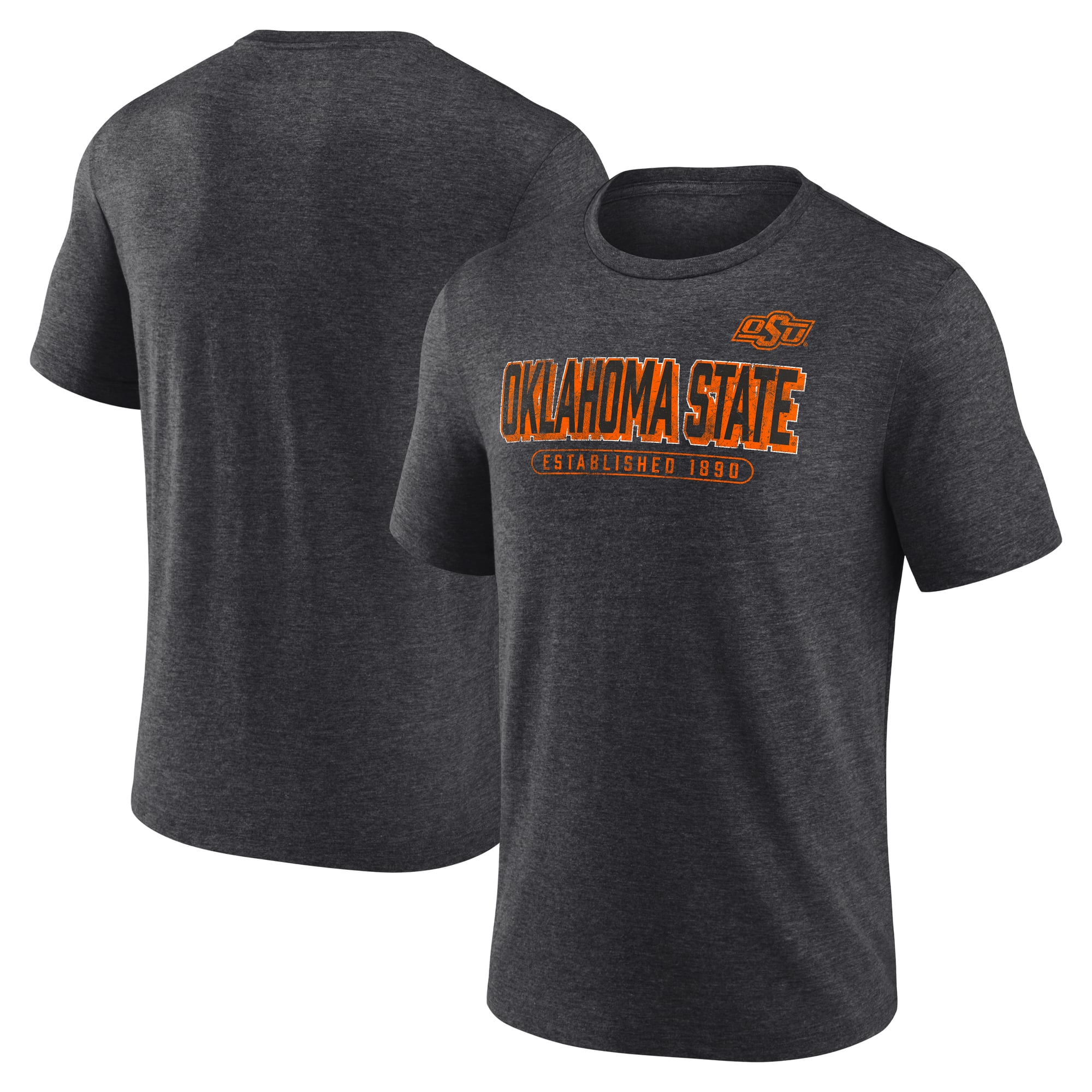 Men's Charcoal Oklahoma State Cowboys Shadow Fill Tri-Blend T-Shirt
