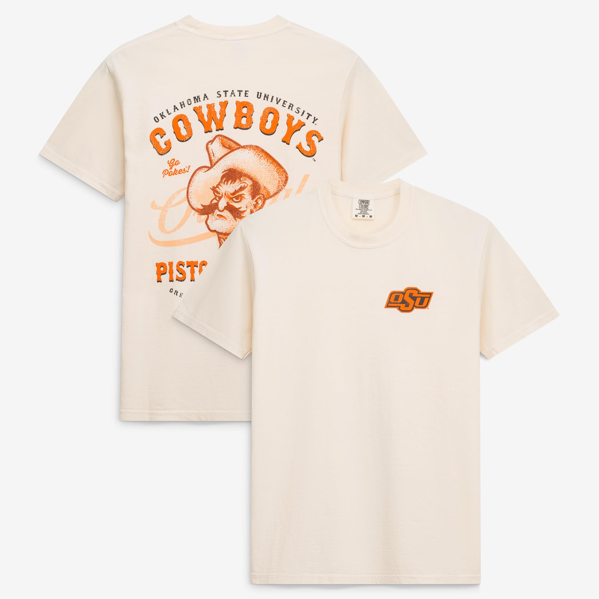 Men's  Cream Oklahoma State Cowboys Vintage Mascot T-Shirt