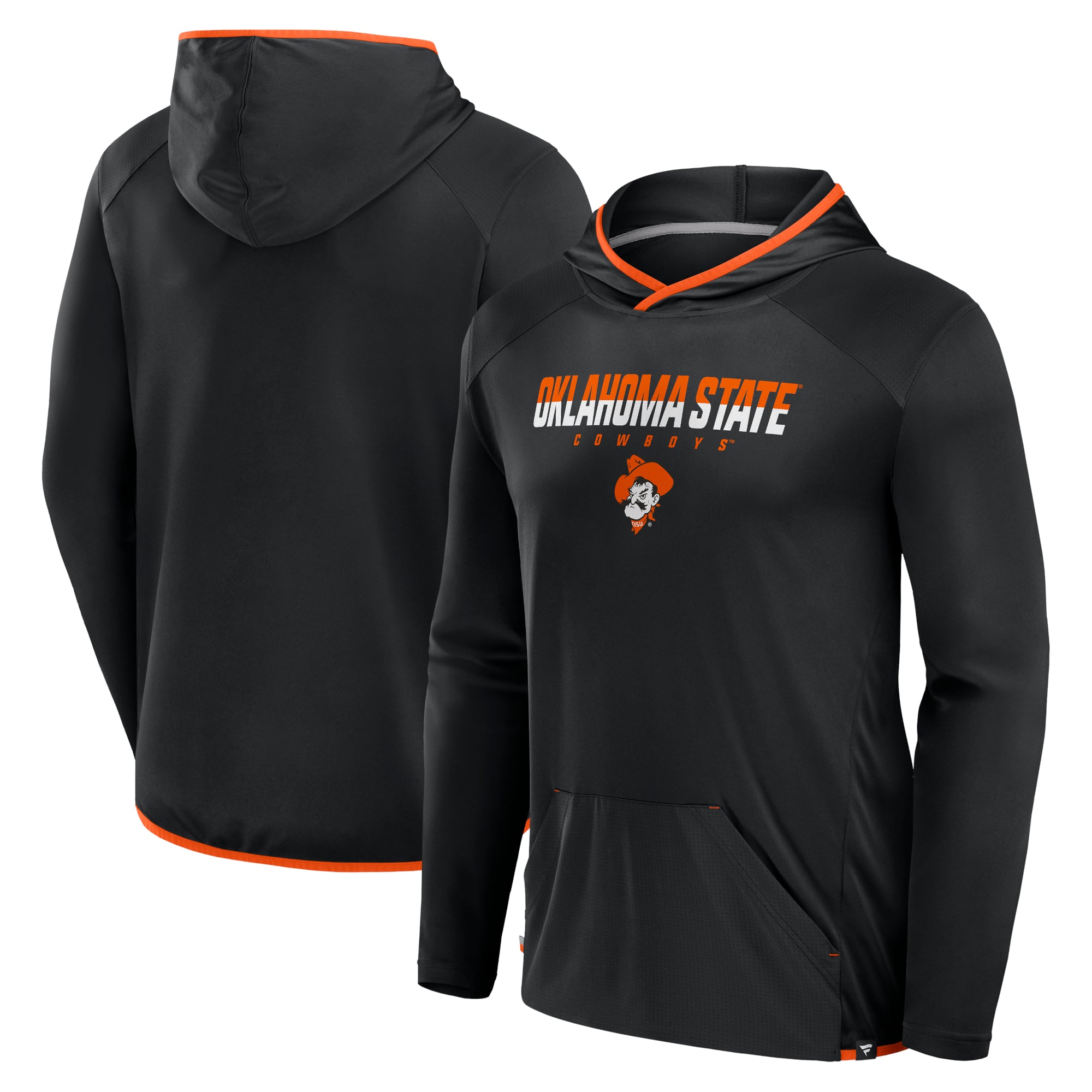 Men's Fanatics Orange/Black Oklahoma State Cowboys Transitional Pullover Hooded T-Shirt