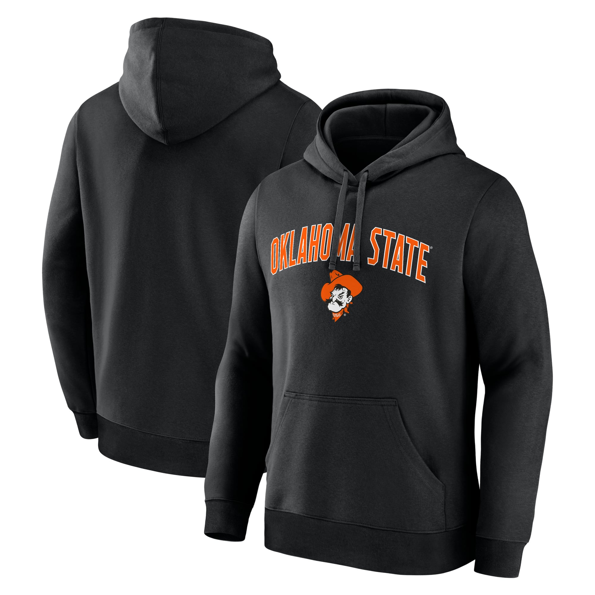 Sweat à capuche en polaire gris chiné avec logo principal des Oklahoma State Cowboys pour homme