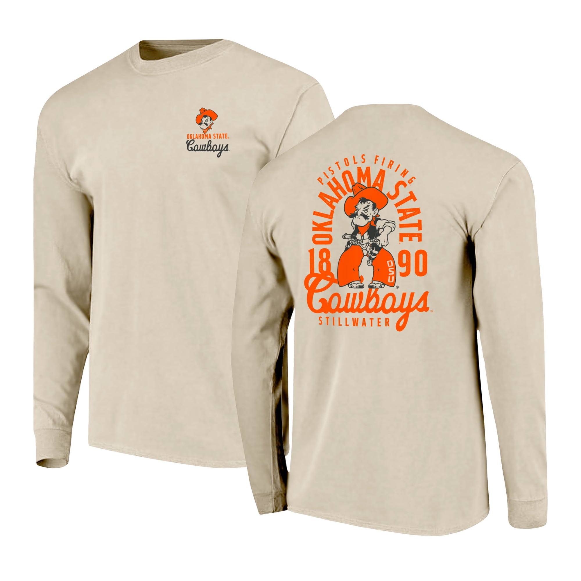 T-shirt à manches longues pour homme, motif mascotte des Cowboys de l'Oklahoma, couleurs naturelles et confortables