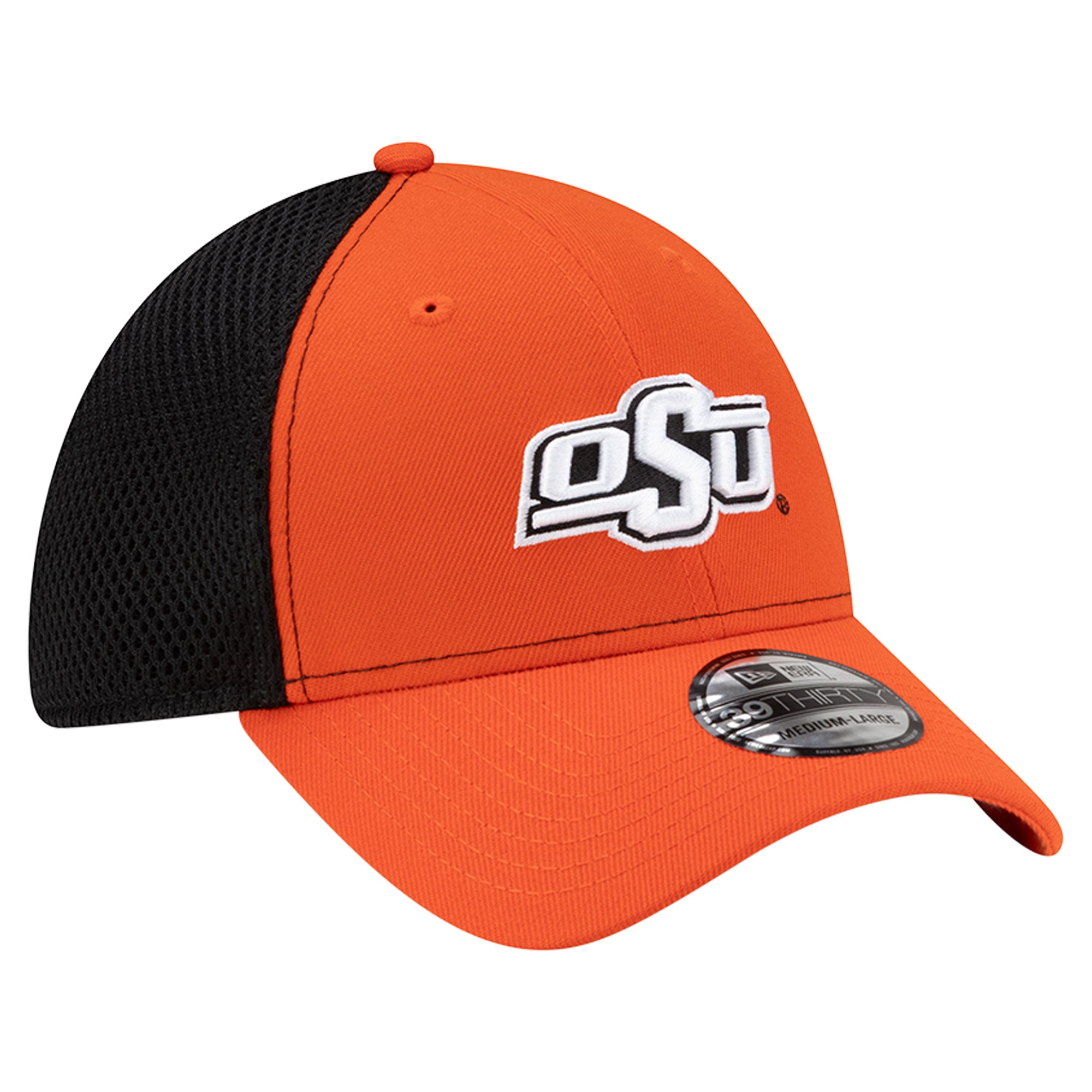 Men's New Era  Black/White Oklahoma State Cowboys 39THIRTY Flex Hat
