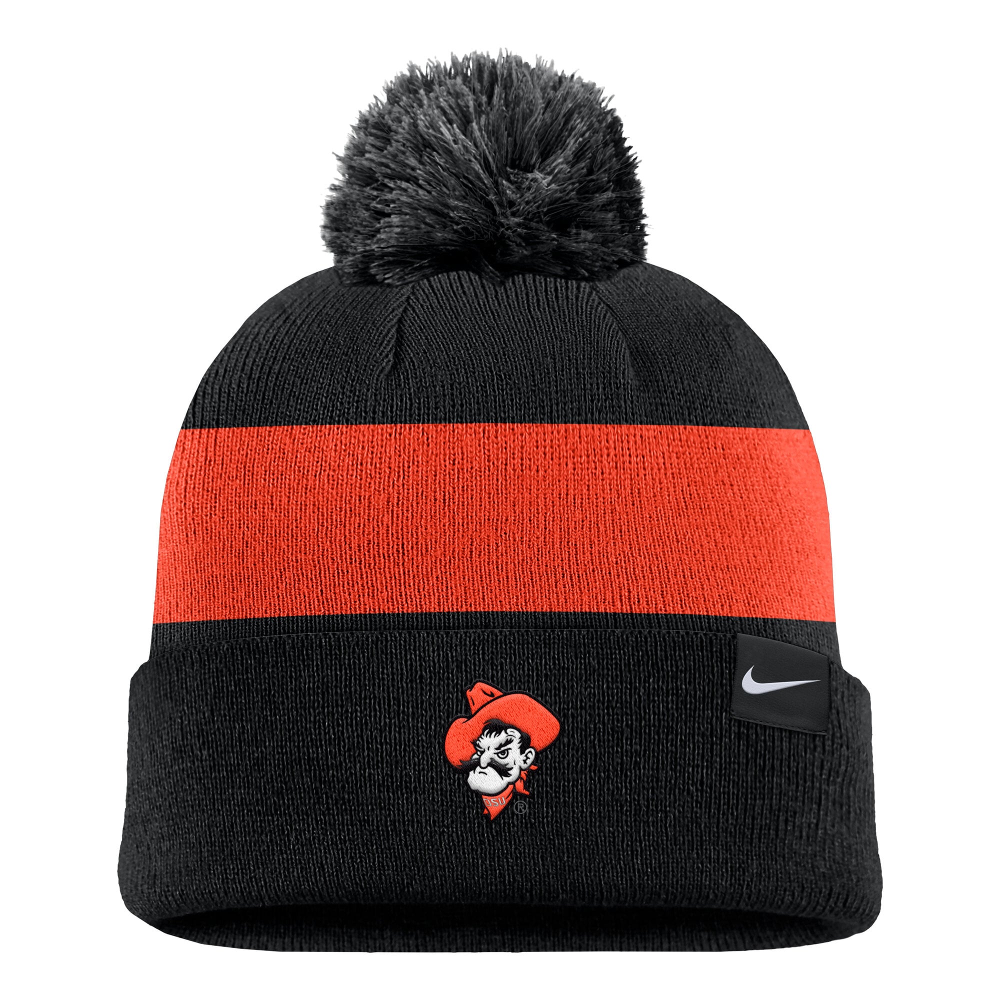 Bonnet à rayures et logo Nike Oklahoma State Cowboys Primetime noir pour homme avec pompon