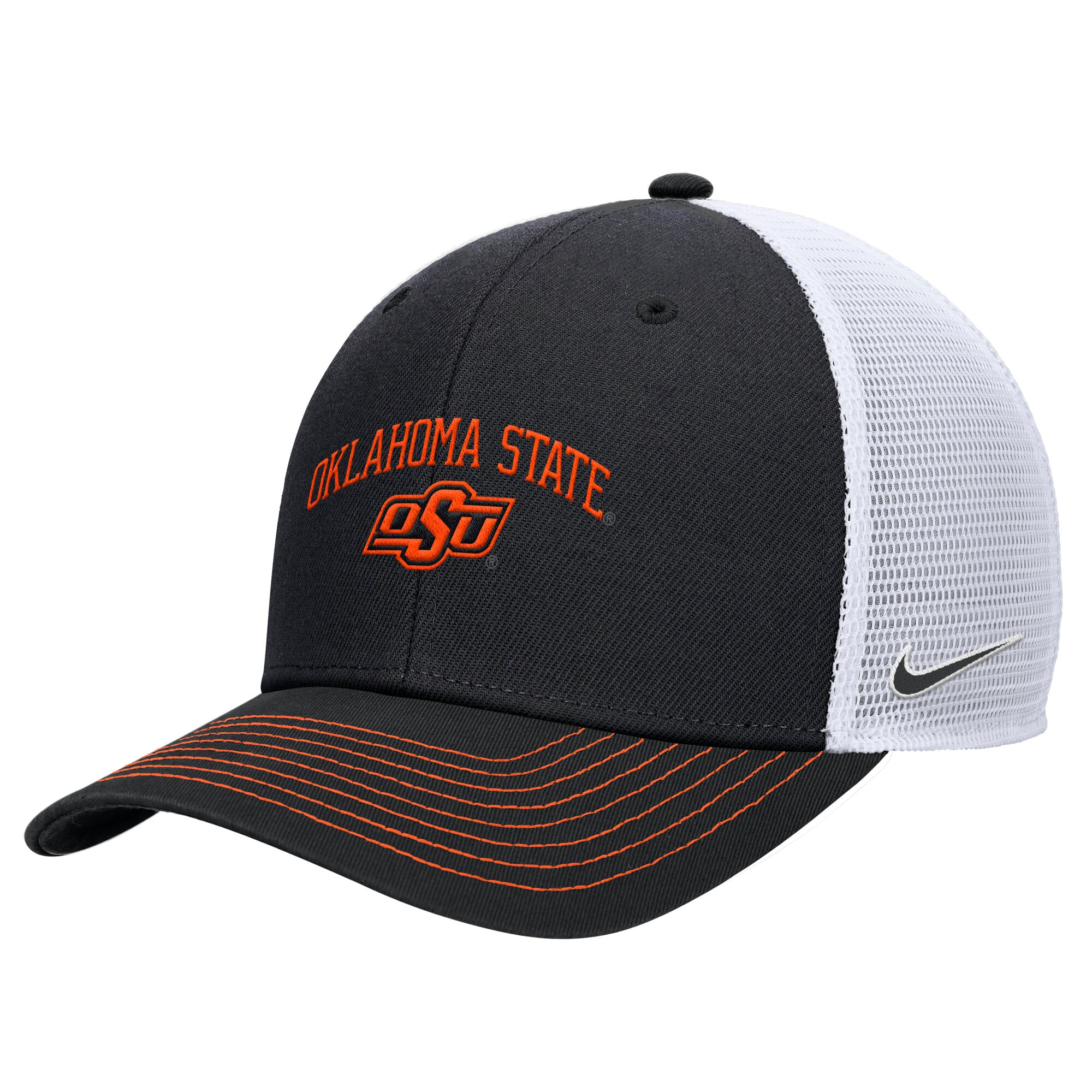 Casquette ajustable Nike noire Oklahoma State Cowboys Rise Trucker Dri-FIT pour homme