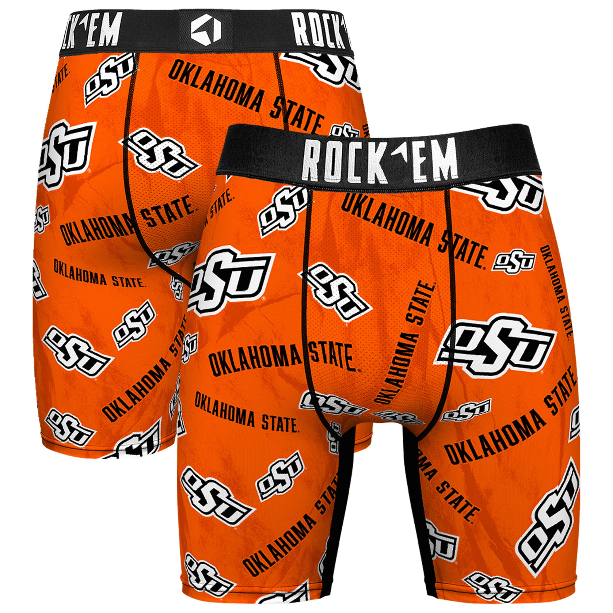 Men's Rock Em Socks Orange Oklahoma State Cowboys All Over Logo Boxer ...