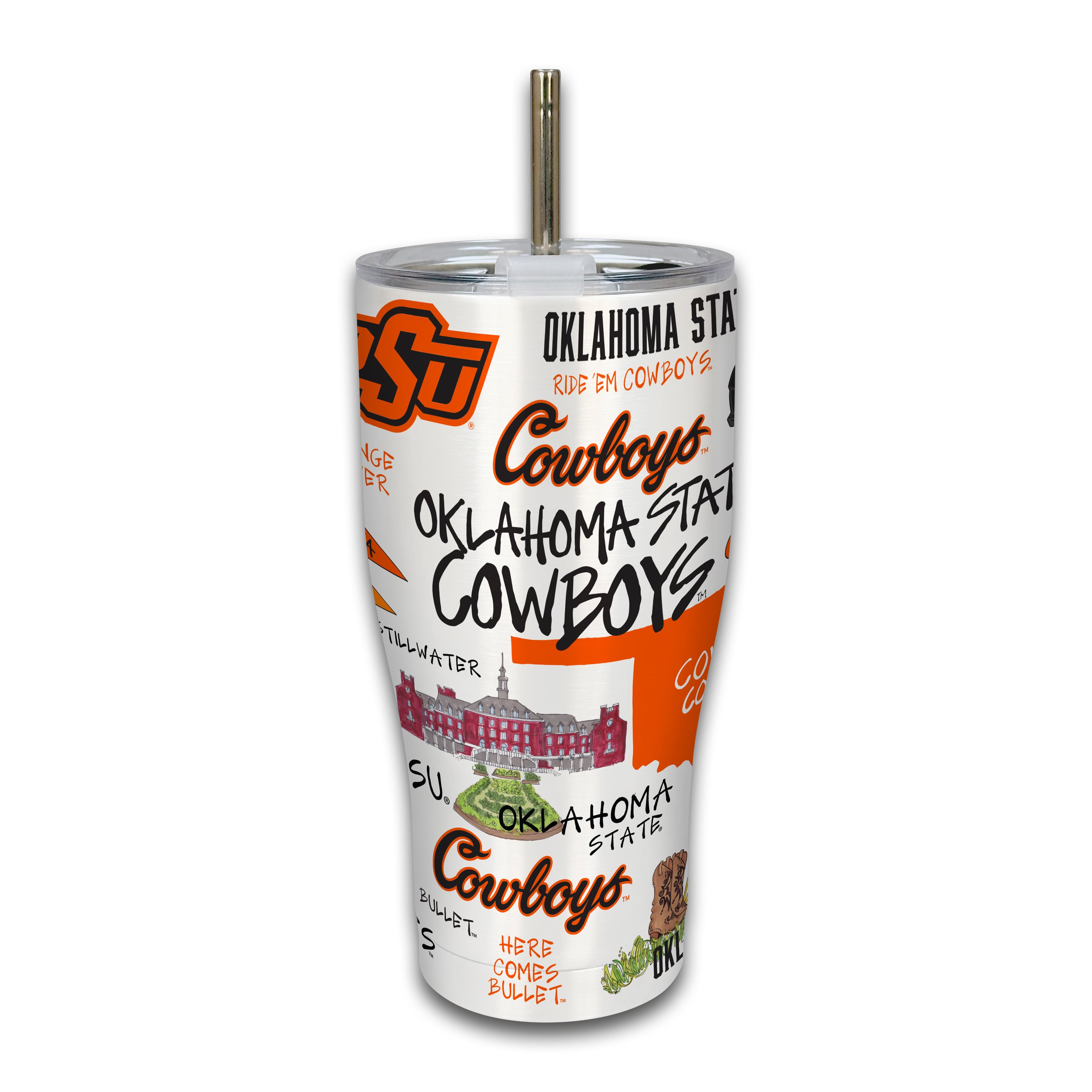 Gobelet isotherme en métal Oklahoma State Cowboys de 887 ml (30 oz) avec icône