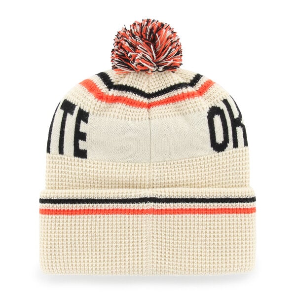 Bonnet unisexe '47 Cream Oklahoma State Cowboys en maille gaufrée à revers avec pompon