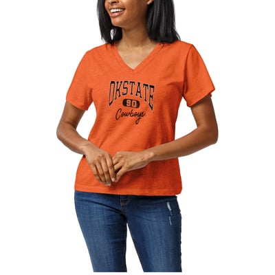  Oklahoma State Cowboys League Collegiate Wear Women's Intramural Boyfriend V-Neck T-Shirt - Heather Orange