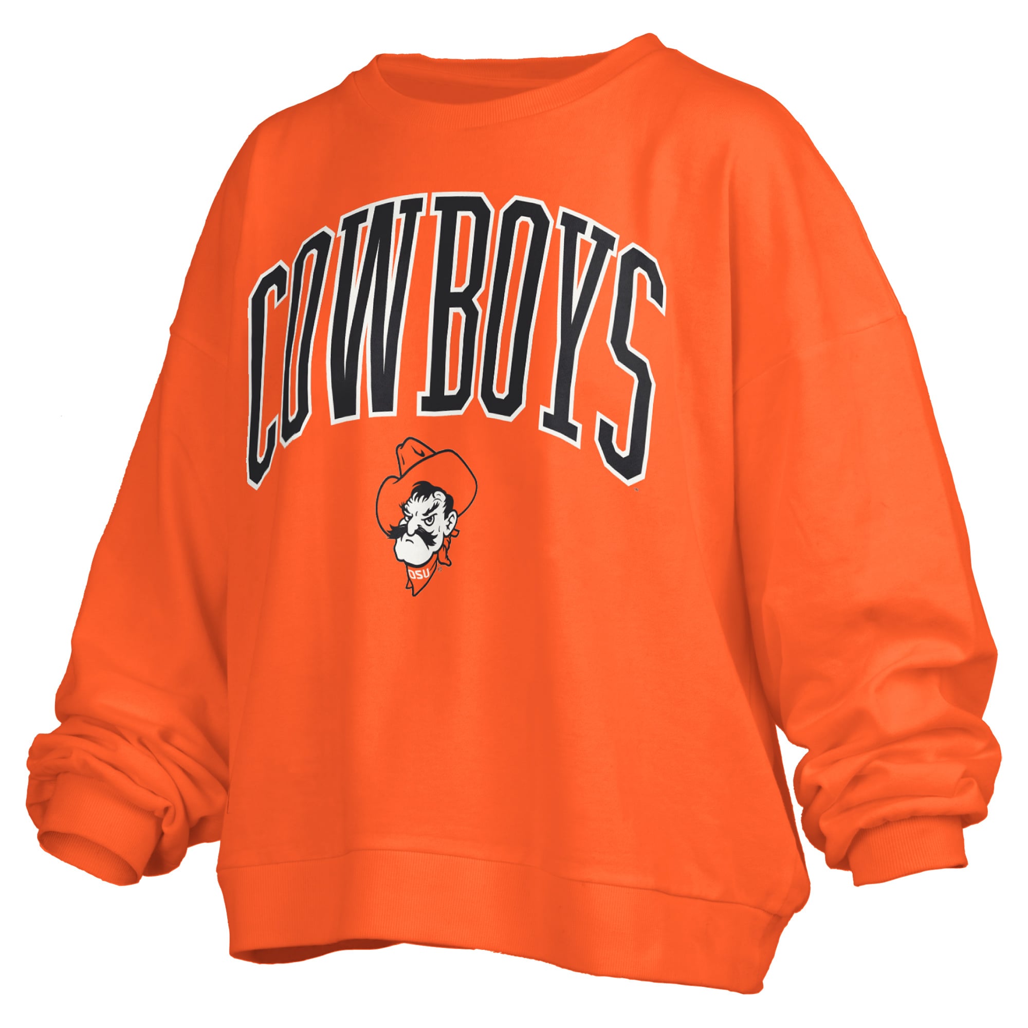 Sweat-shirt polaire oversize orange Pressbox pour femmes, Oklahoma State Cowboys, Janise Arch Over Logo