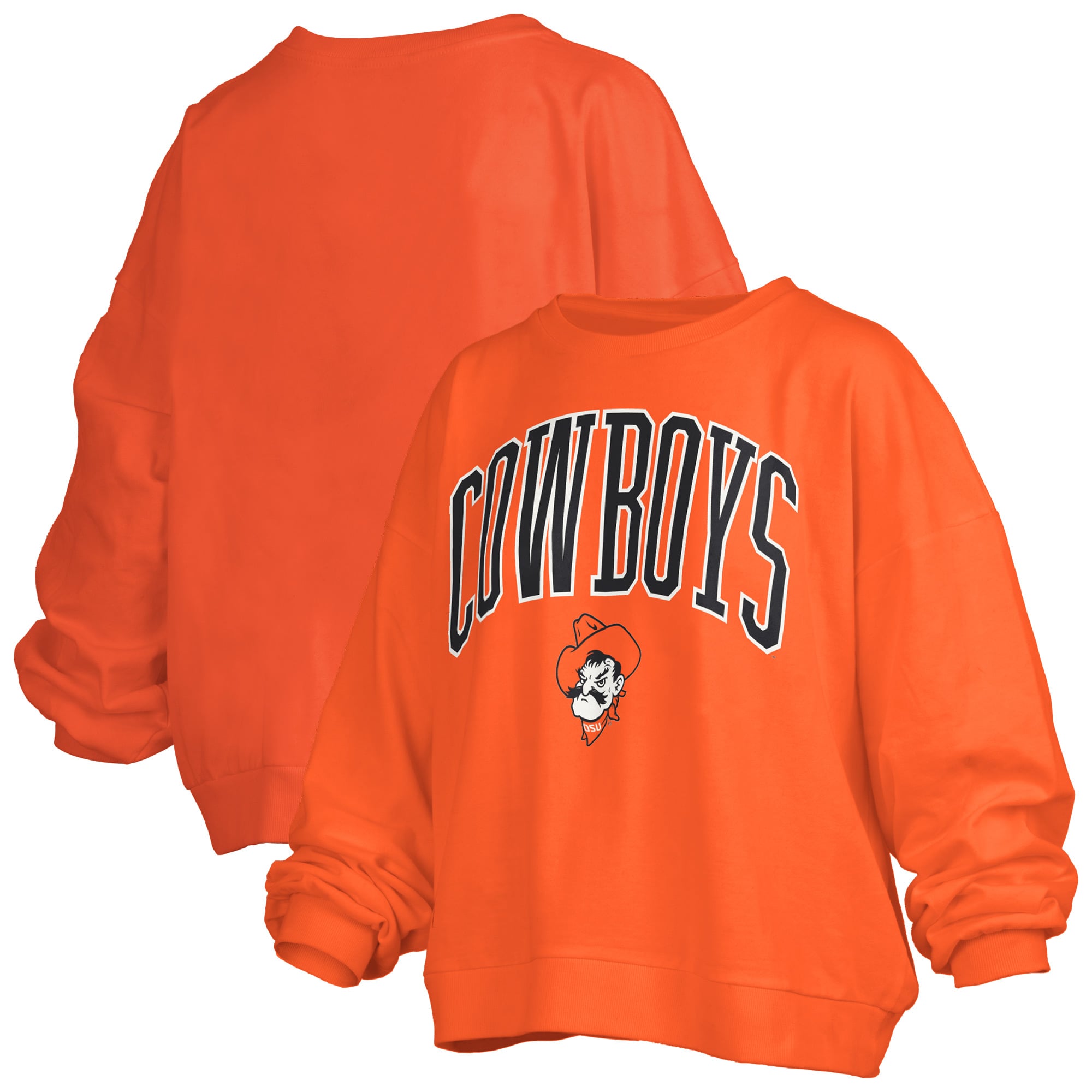Sweat-shirt polaire oversize orange Pressbox pour femmes, Oklahoma State Cowboys, Janise Arch Over Logo