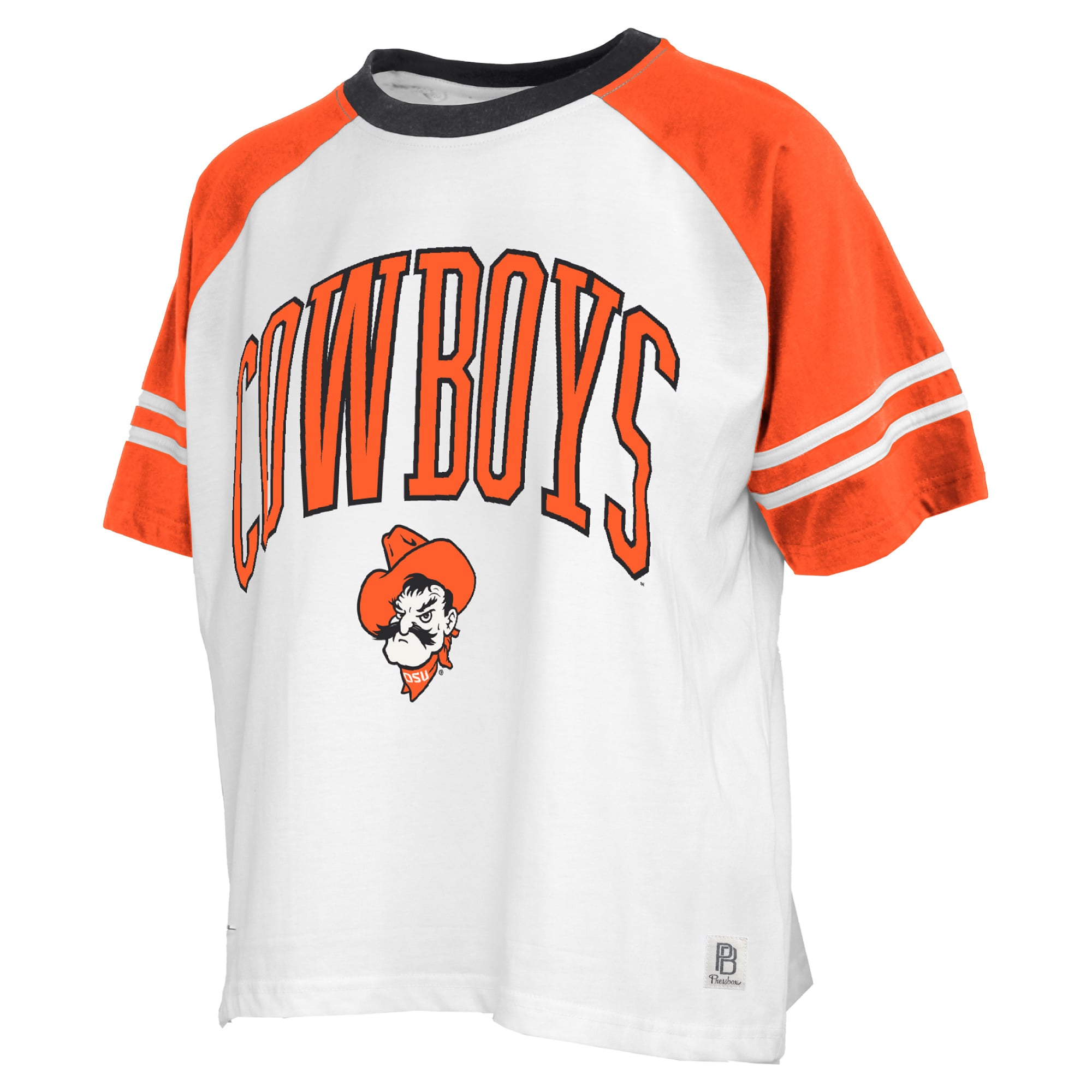 T-shirt Pressbox blanc pour femmes, motif Sky Colorblock des Oklahoma State Cowboys