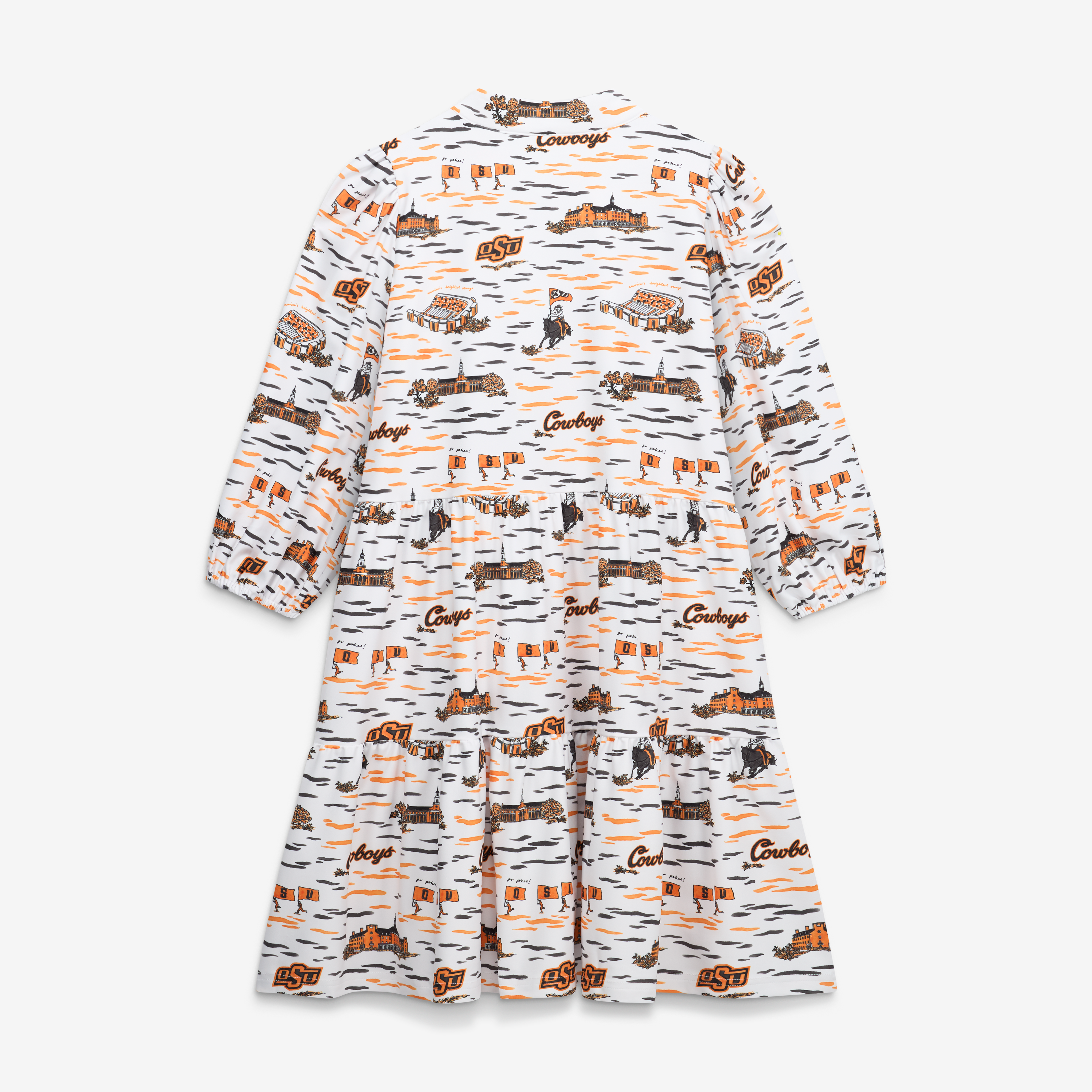 Women's Smith & Quinn White Oklahoma State Cowboys 3/4 Sleeve Toile Tory Dress