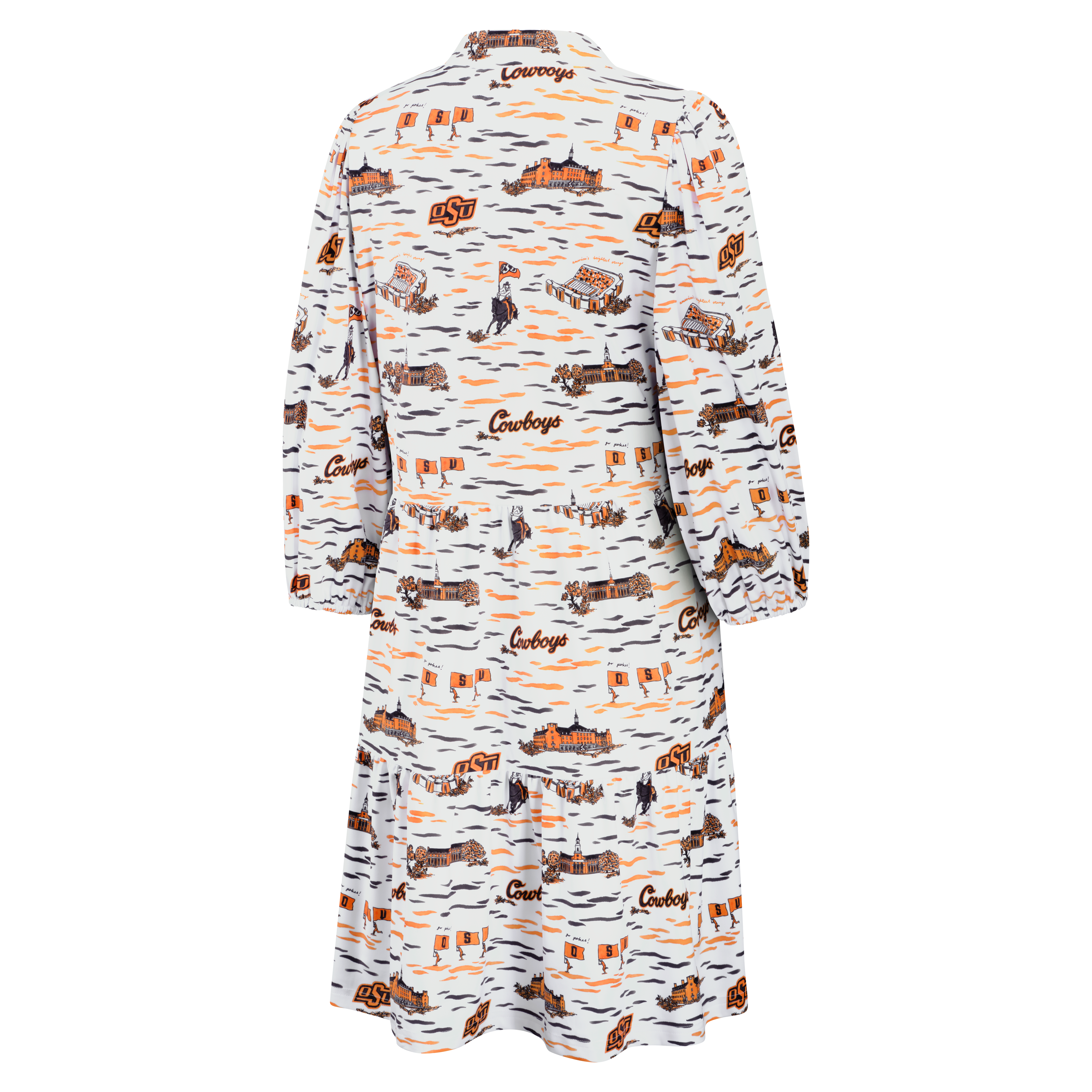 Women's Smith & Quinn White Oklahoma State Cowboys 3/4 Sleeve Toile Tory Dress