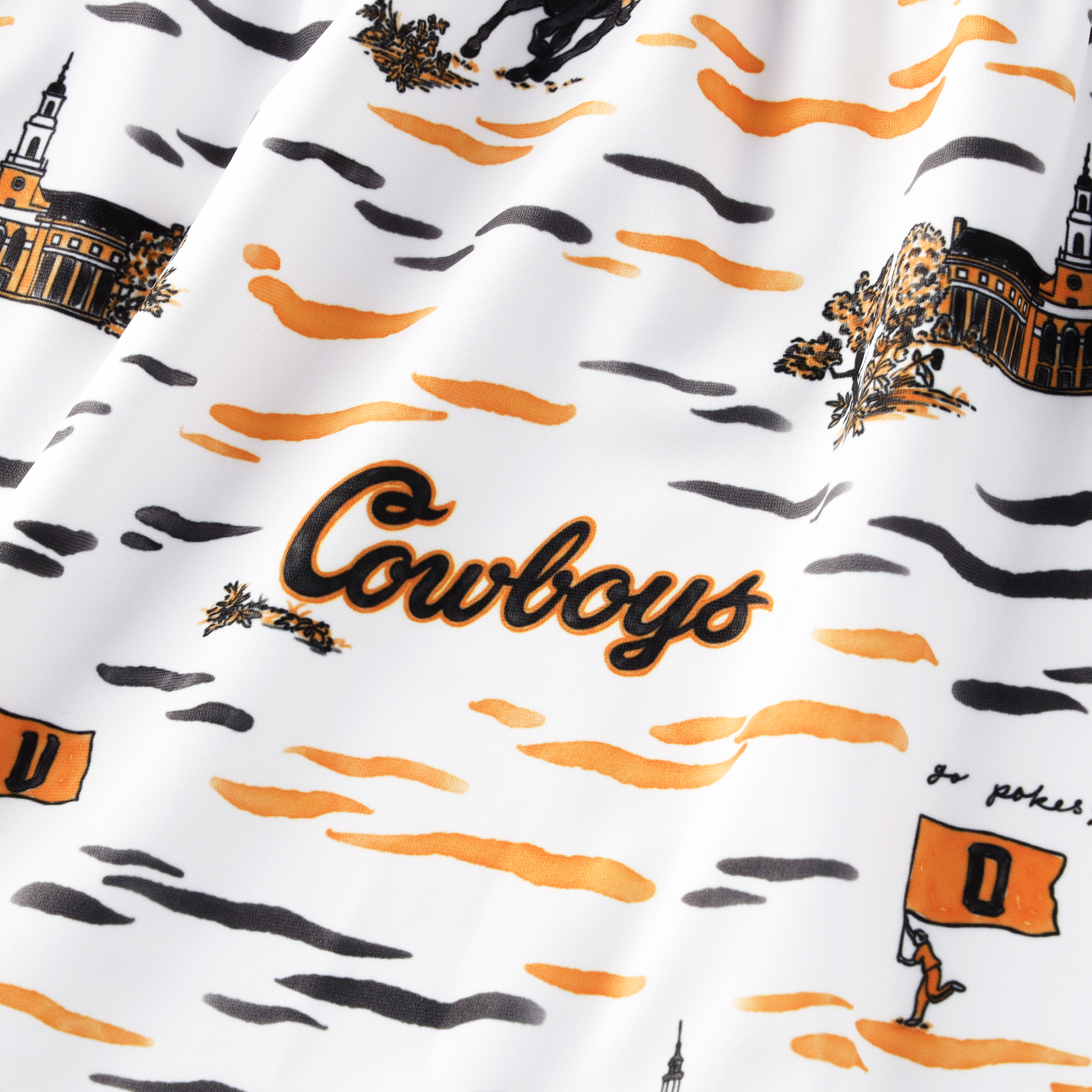 Women's Smith & Quinn White Oklahoma State Cowboys 3/4 Sleeve Toile Tory Dress