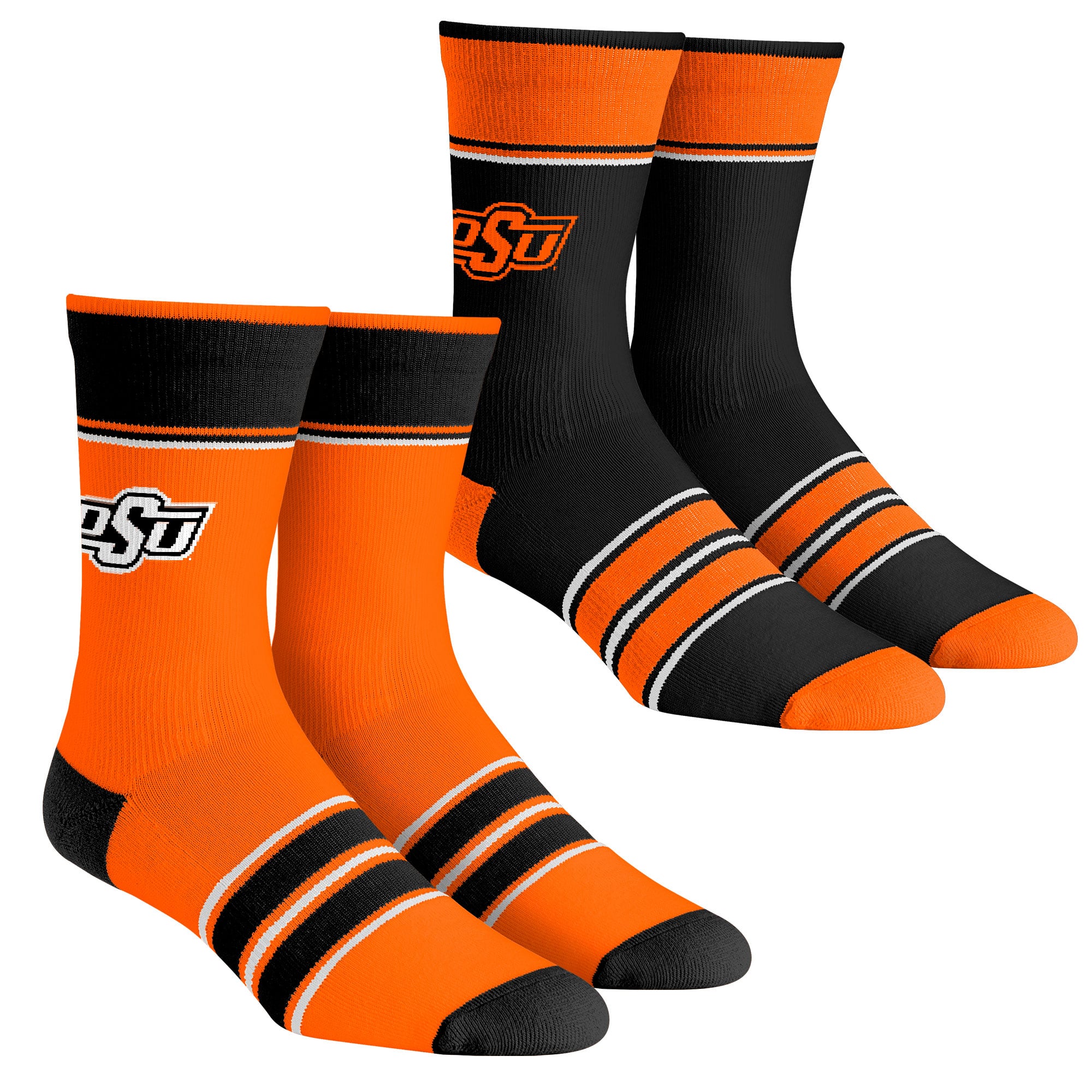 Youth Rock Em  Oklahoma State Cowboys Multi-Stripe 2-Pack Team Crew Sock Set