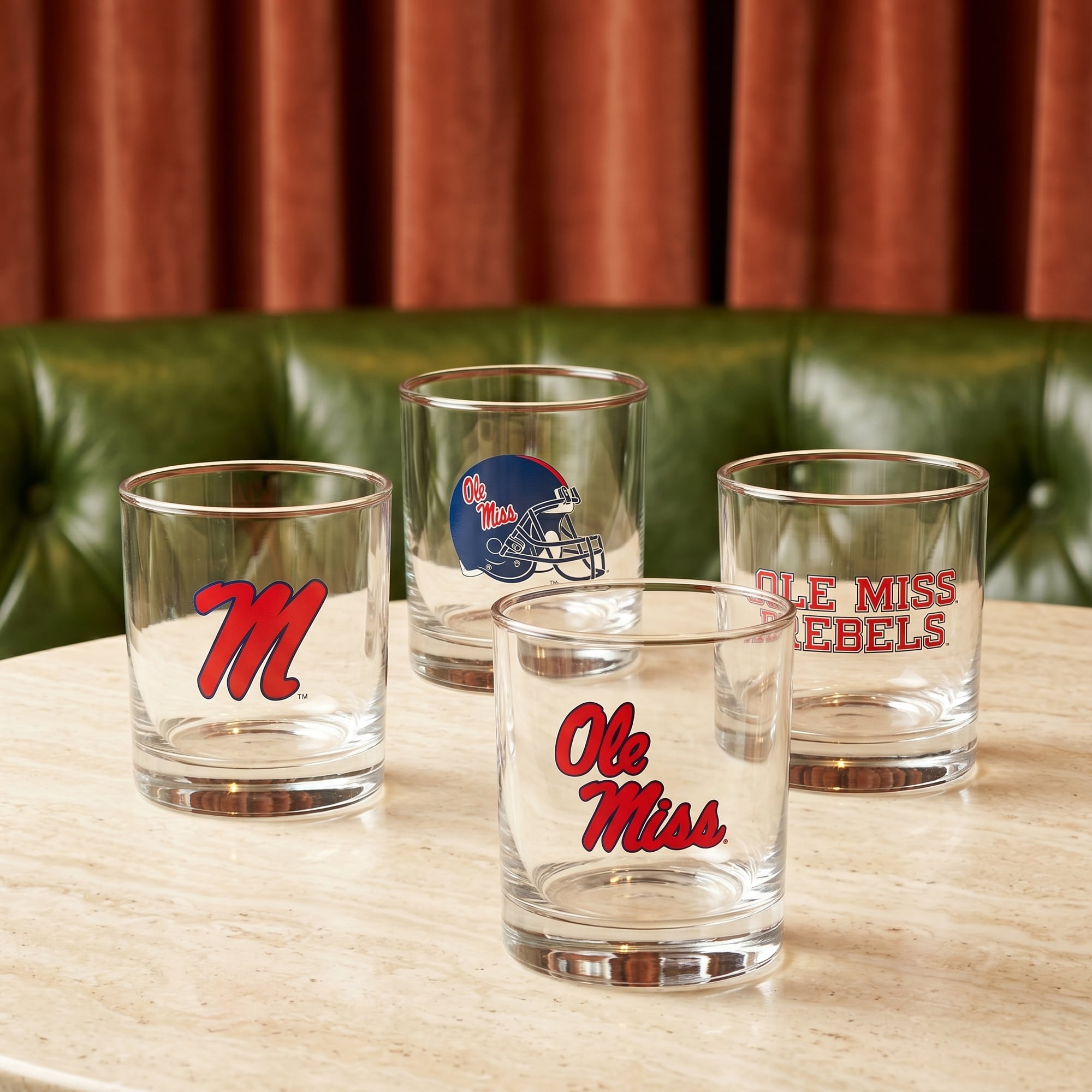 Indigo Falls  Ole Miss Rebels Core 4-Pack Collectors Rocks Glass Set