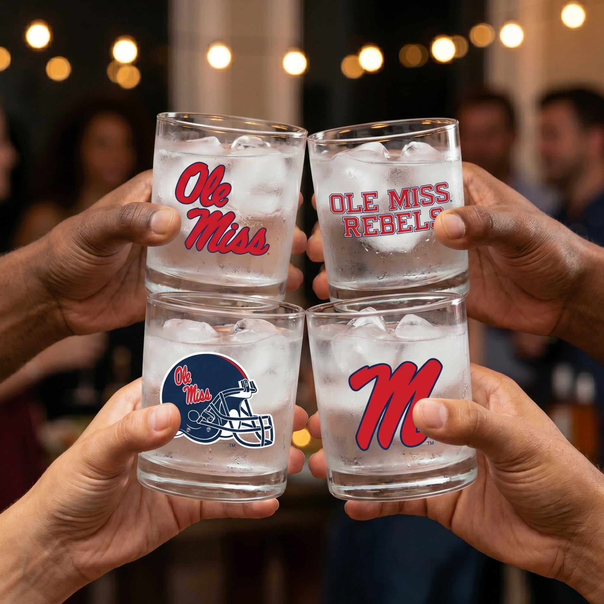 Indigo Falls  Ole Miss Rebels Core 4-Pack Collectors Rocks Glass Set