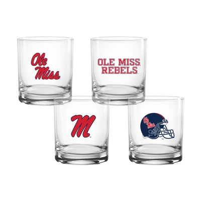 Coffret de 4 verres à whisky de collection Ole Miss Rebels Indigo Falls Core