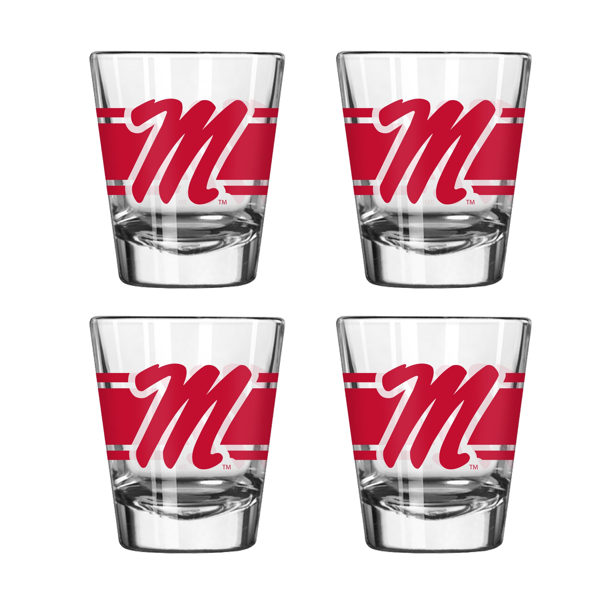 Logo Brands Ole Miss Rebels Four-Piece Stripe Shot Glass Set