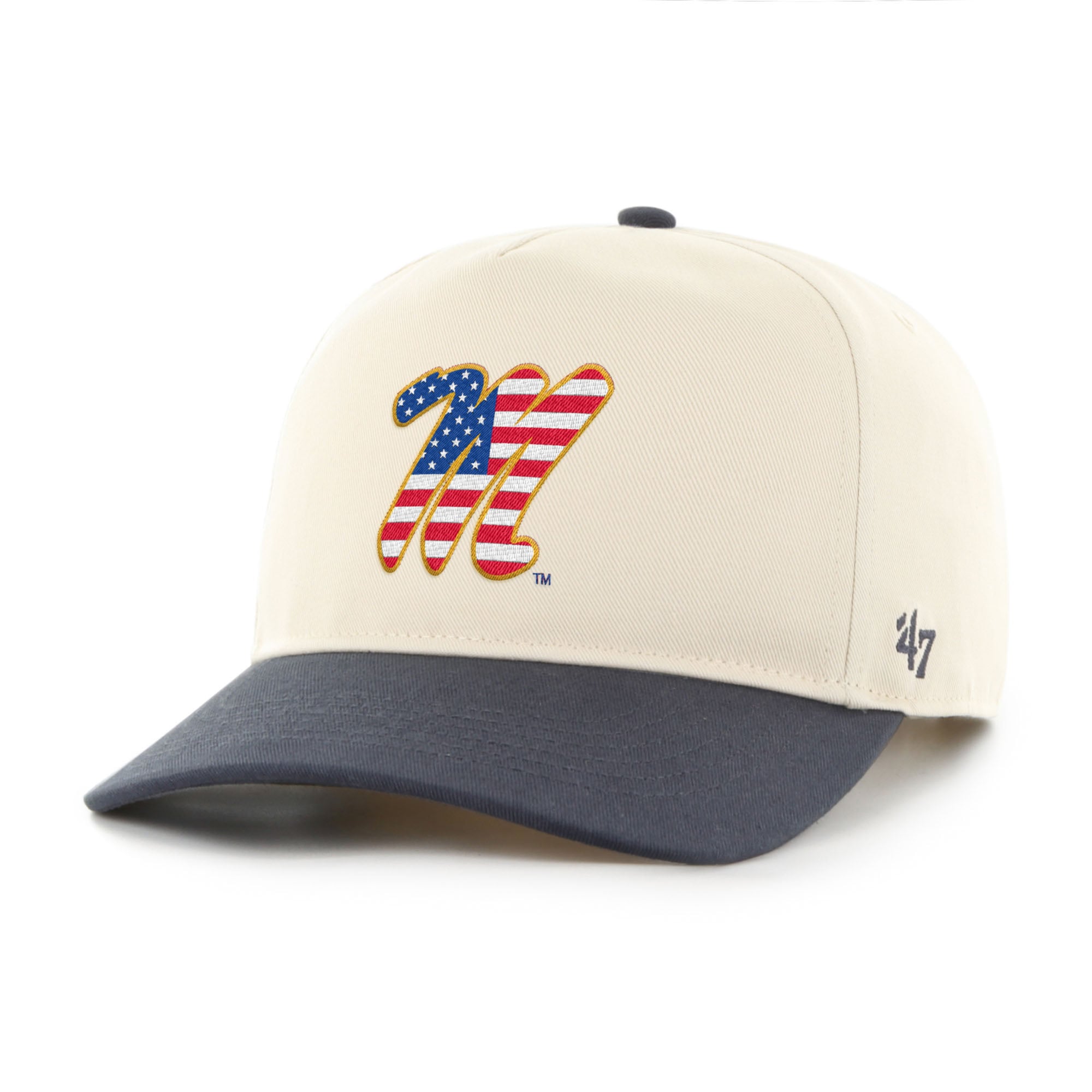 Casquette ajustable pour homme '47 Natural/Navy Ole Miss Rebels Americana Flag Hitch