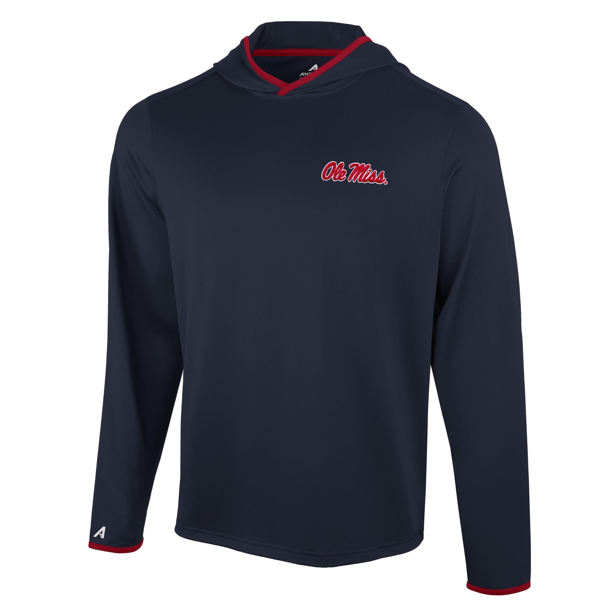 T-shirt à capuche manches longues pour homme Antigua Navy Ole Miss Rebels Brink Color Pop