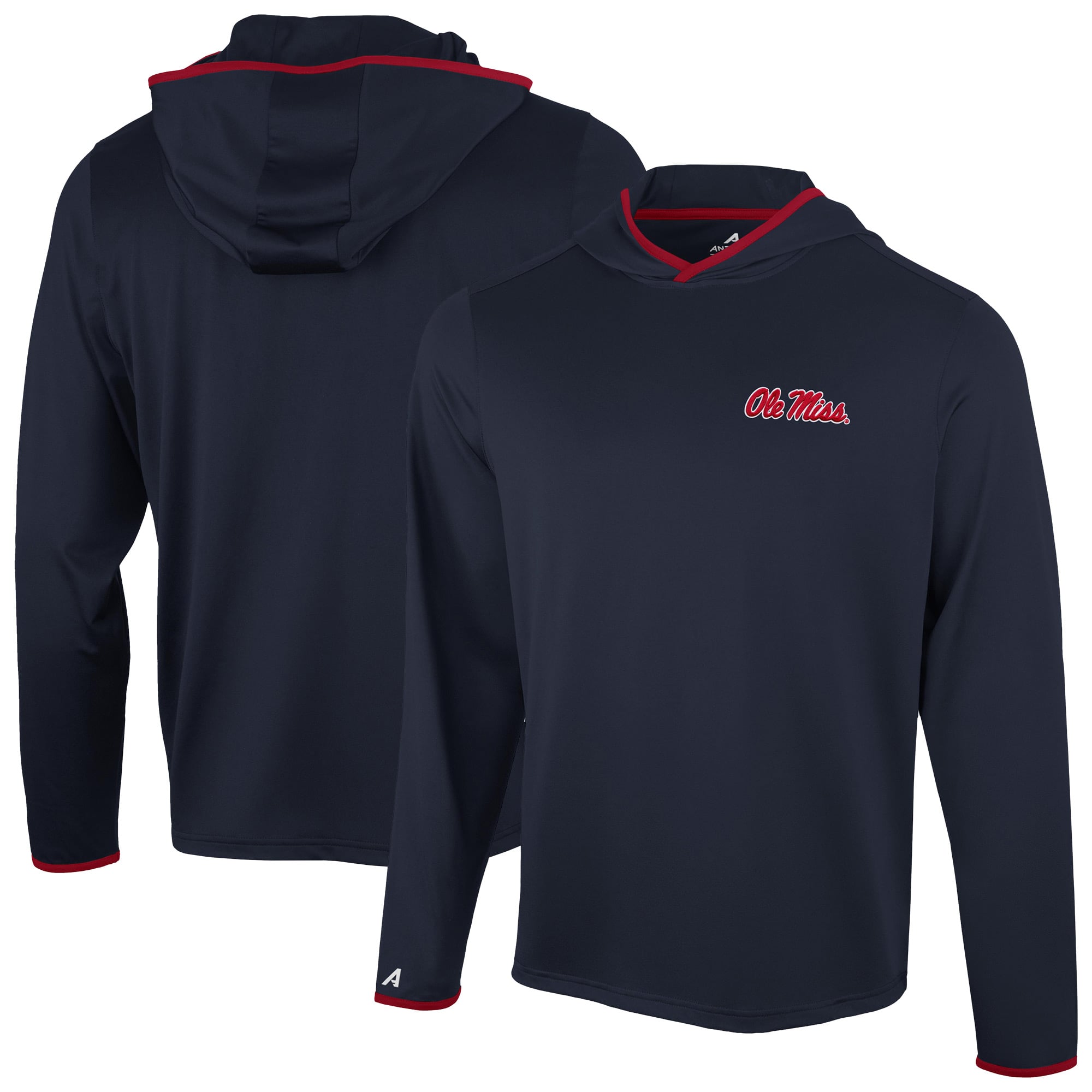 T-shirt à capuche manches longues pour homme Antigua Navy Ole Miss Rebels Brink Color Pop