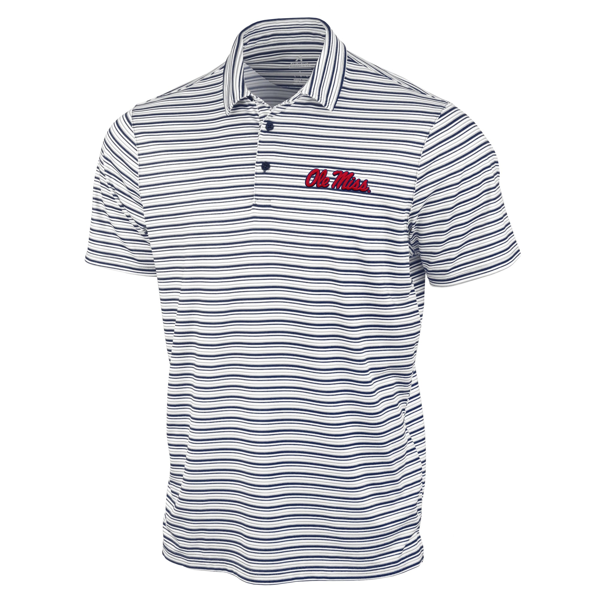 Polo à rayures spatiales Antigua bleu marine Ole Miss Rebels pour homme