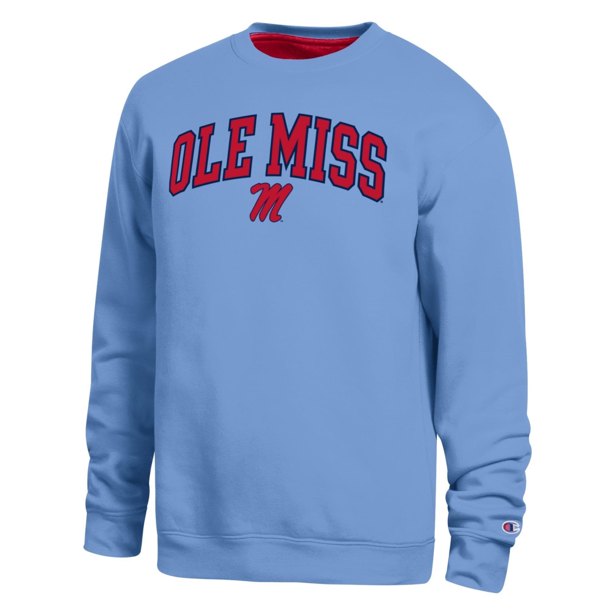 Men's Champion  Light Blue Ole Miss Rebels Arch Sweatshirt
