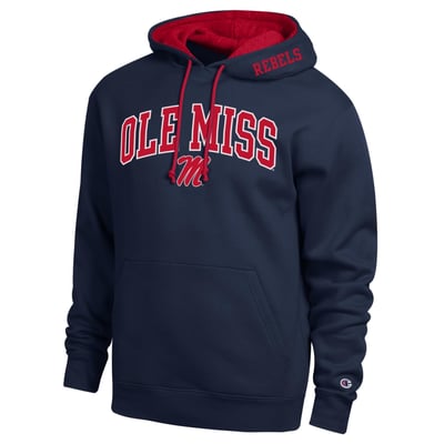 Ole Miss Rebels Champion Arch Tackle Twill Hoodie - Navy