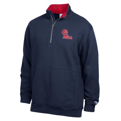  Ole Miss Rebels Champion Fleece Quarter-Zip Pullover - Navy