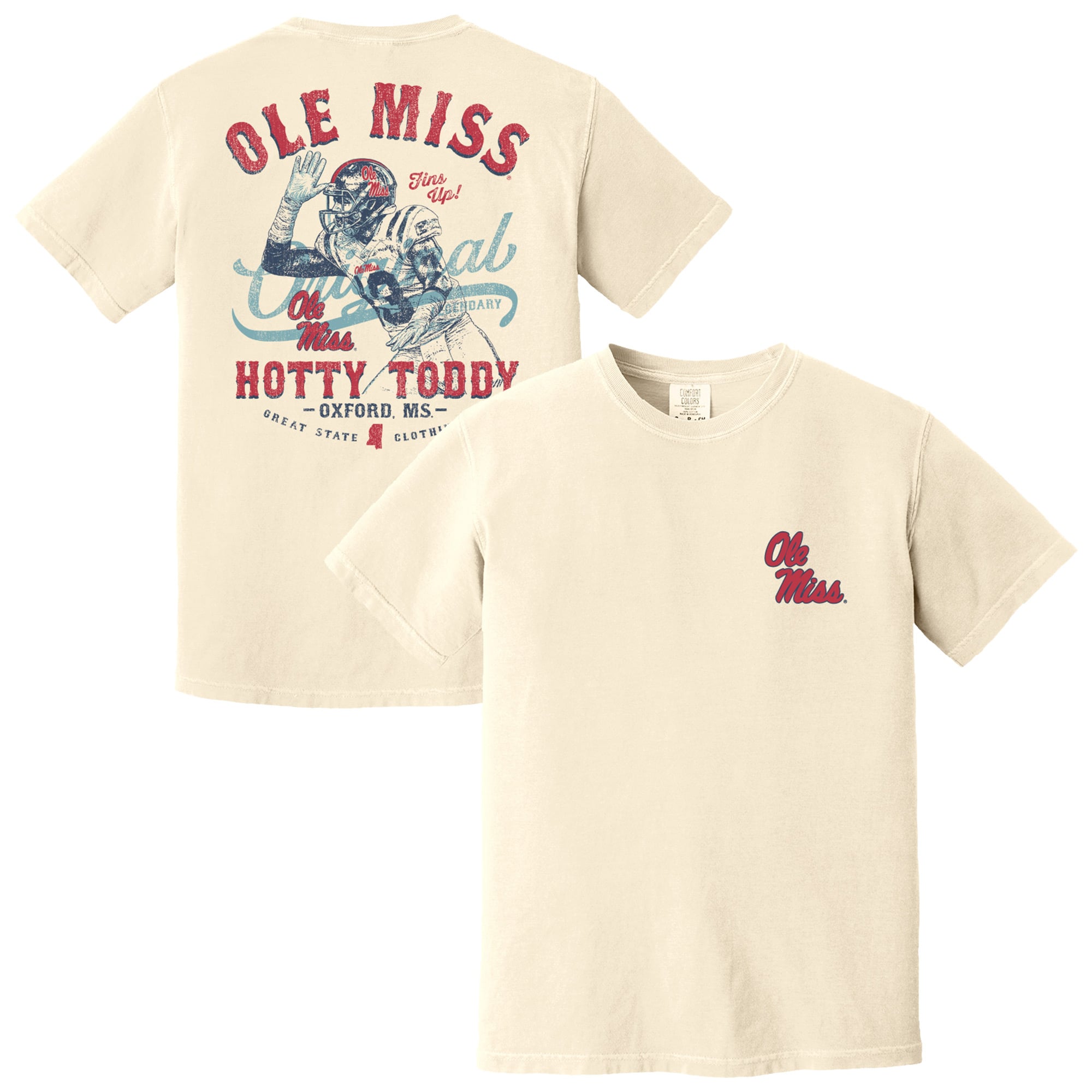 T-shirt vintage Ole Miss Rebels couleur crème pour homme