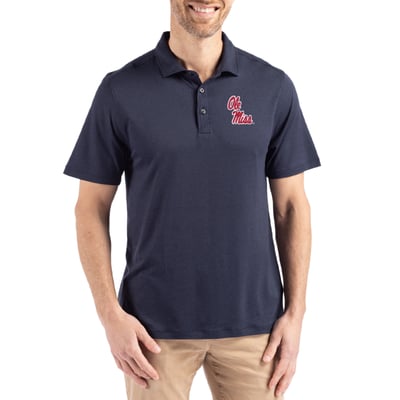 Ole Miss Rebels Cutter & Buck Coastline Epic Comfort Eco Recycled Polo - Navy